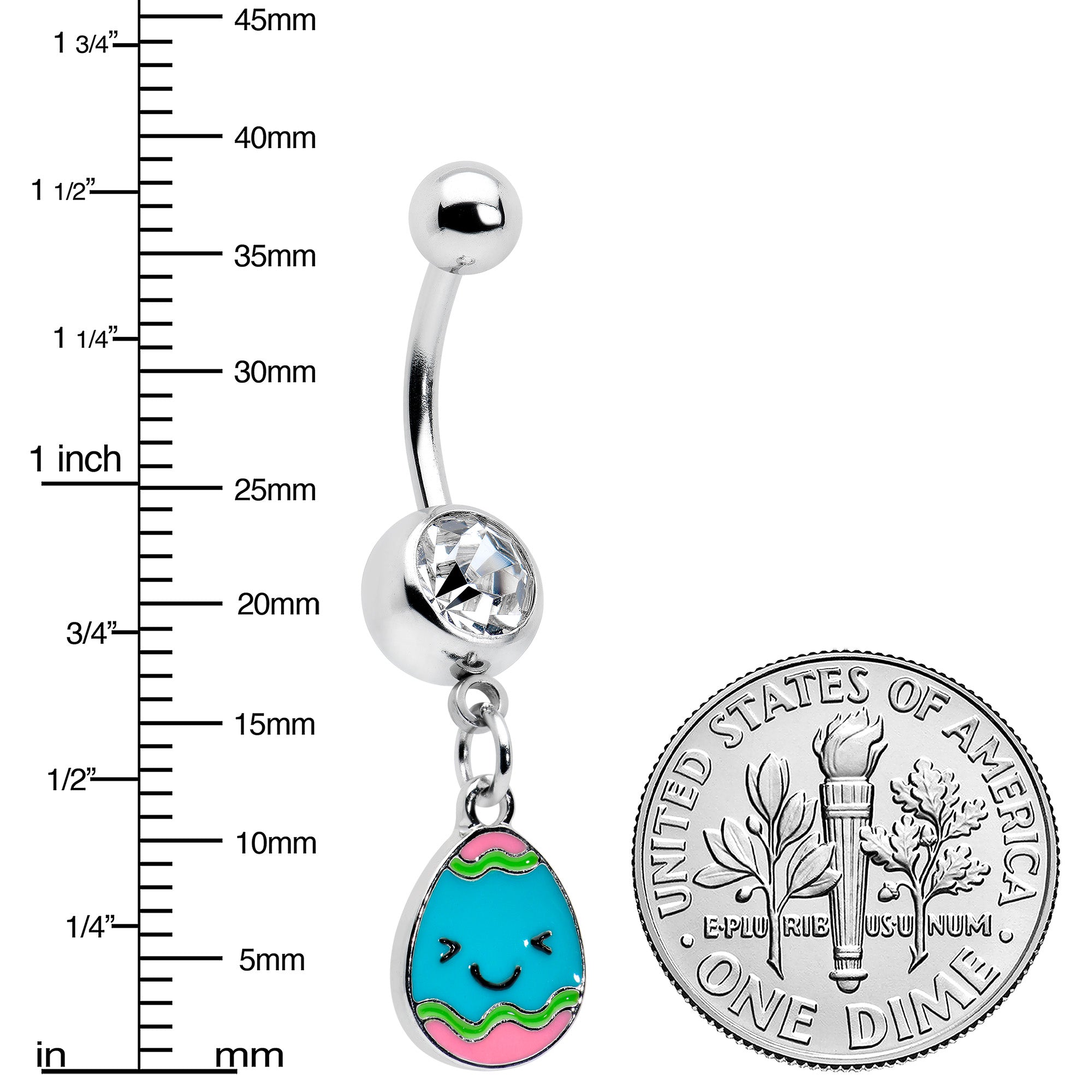 Clear Gem Celebration Easter Egg Dangle Belly Ring