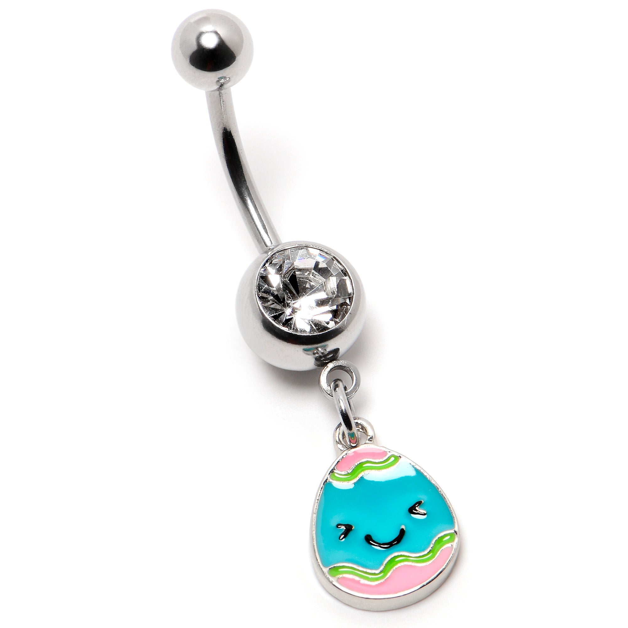 Clear Gem Celebration Easter Egg Dangle Belly Ring