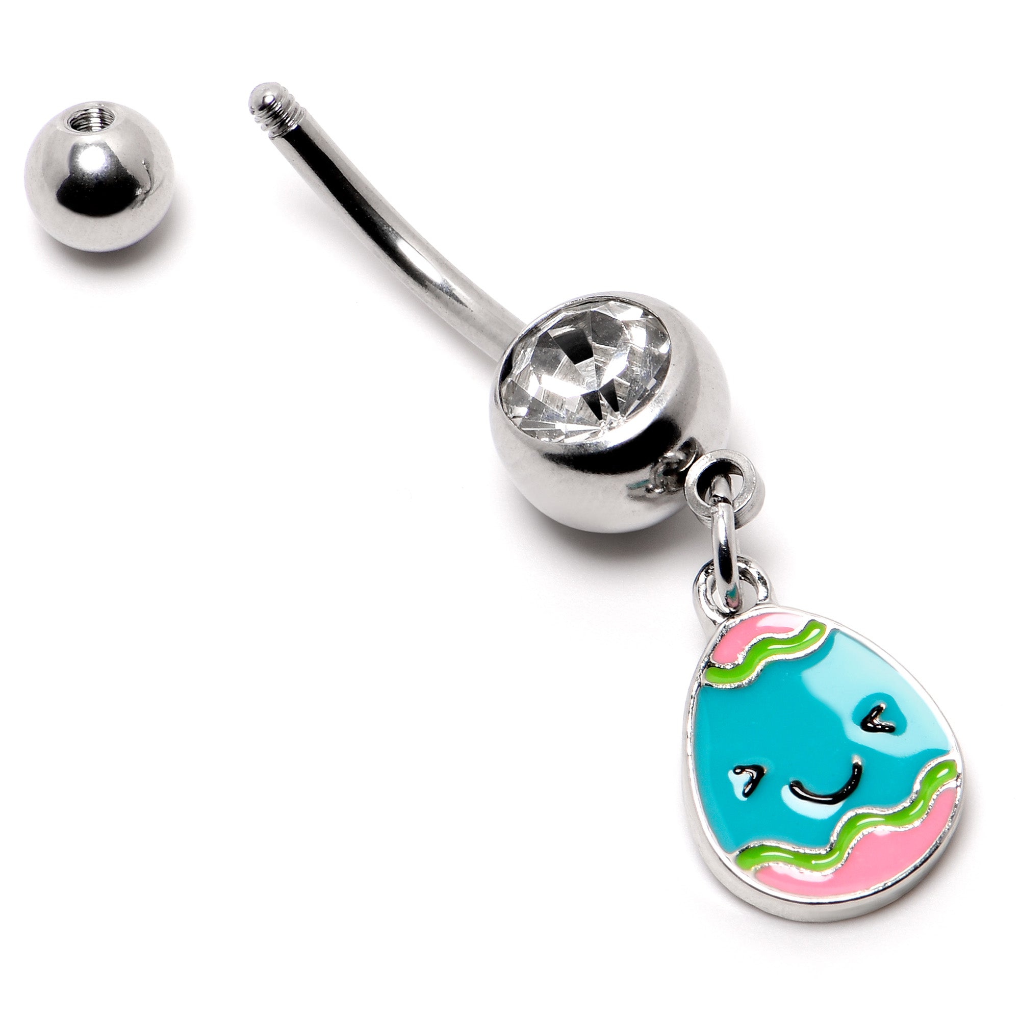 Clear Gem Celebration Easter Egg Dangle Belly Ring