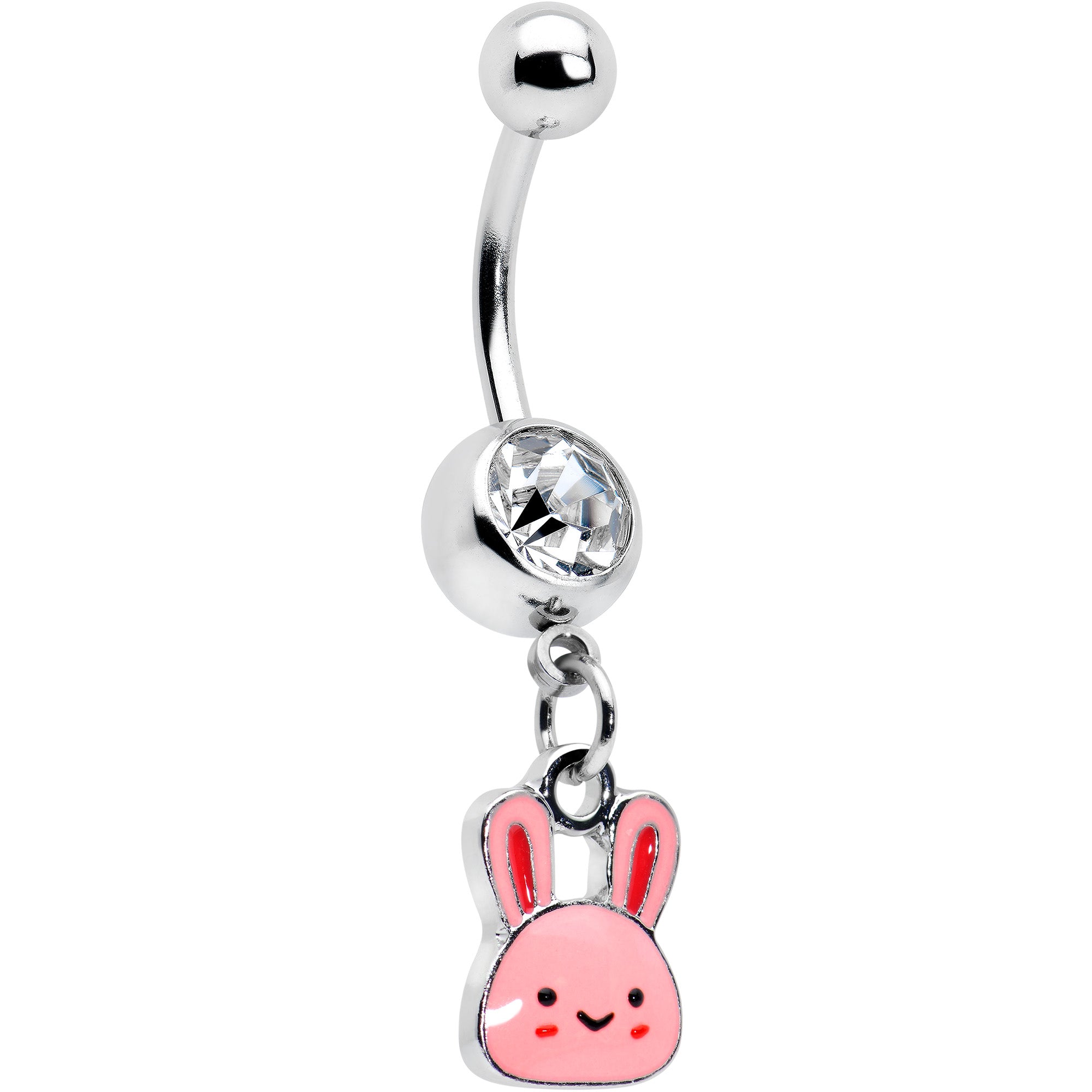 Clear Gem Kawaii Cutie Easter Bunny Dangle Belly Ring