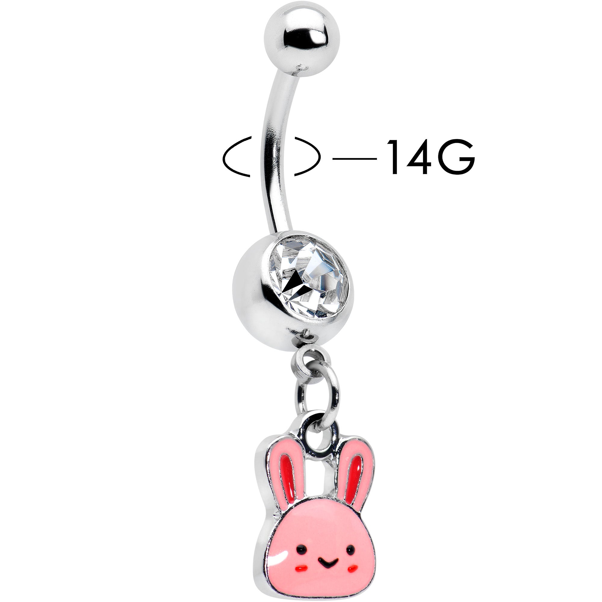 Clear Gem Kawaii Cutie Easter Bunny Dangle Belly Ring