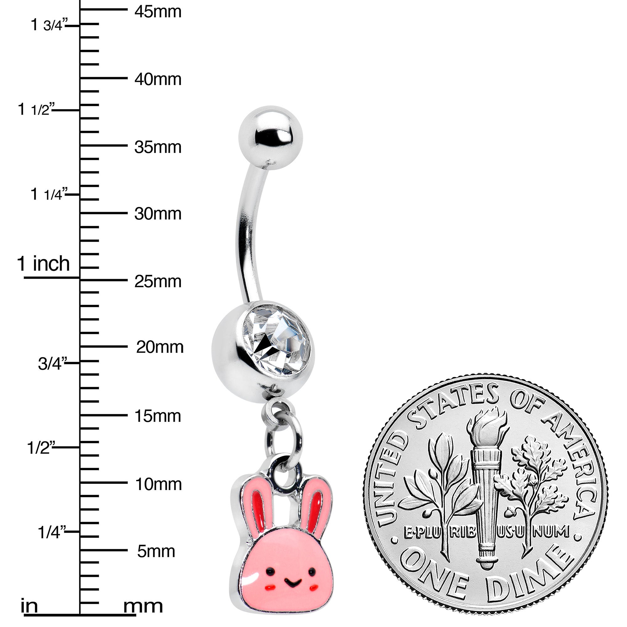 Clear Gem Kawaii Cutie Easter Bunny Dangle Belly Ring