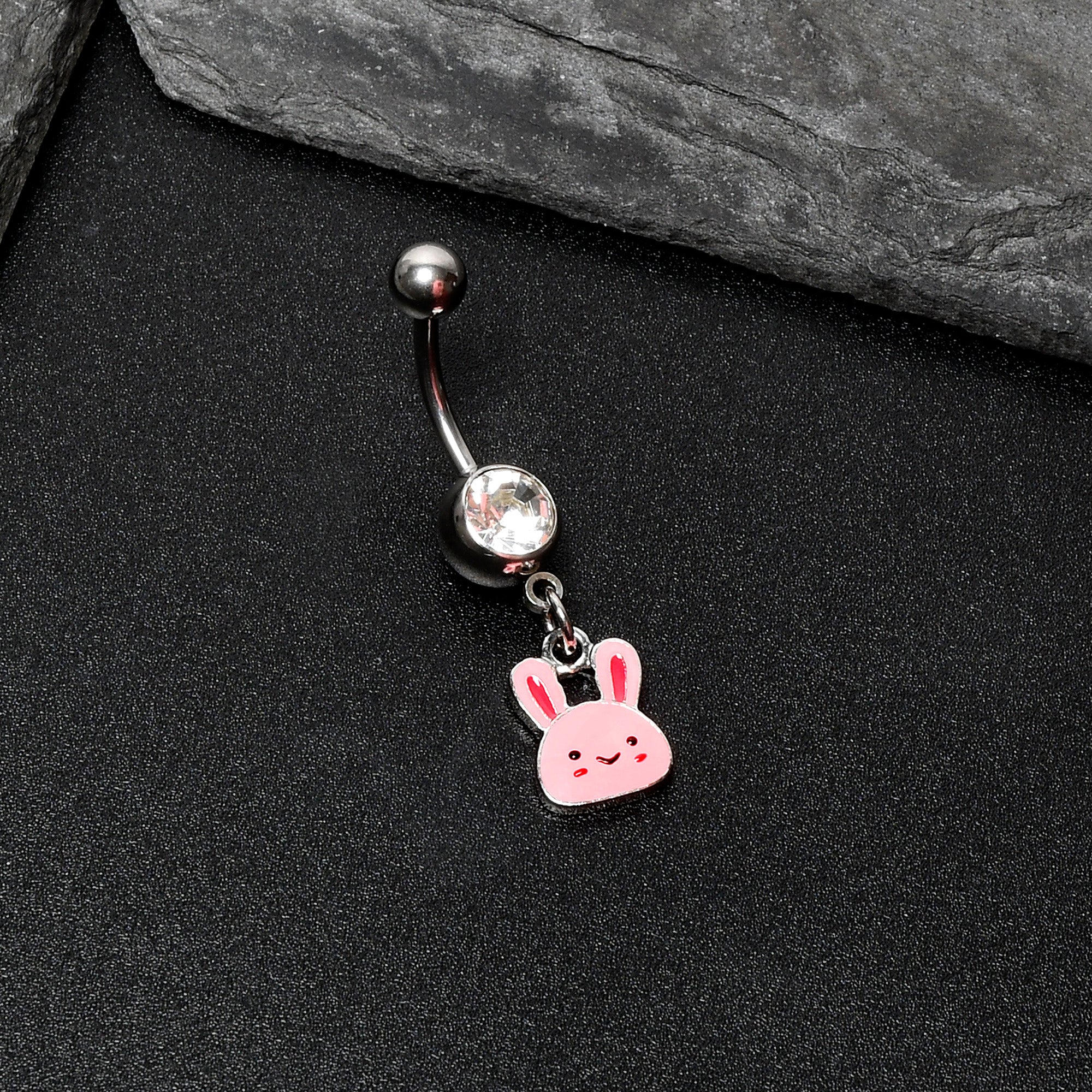 Clear Gem Kawaii Cutie Easter Bunny Dangle Belly Ring