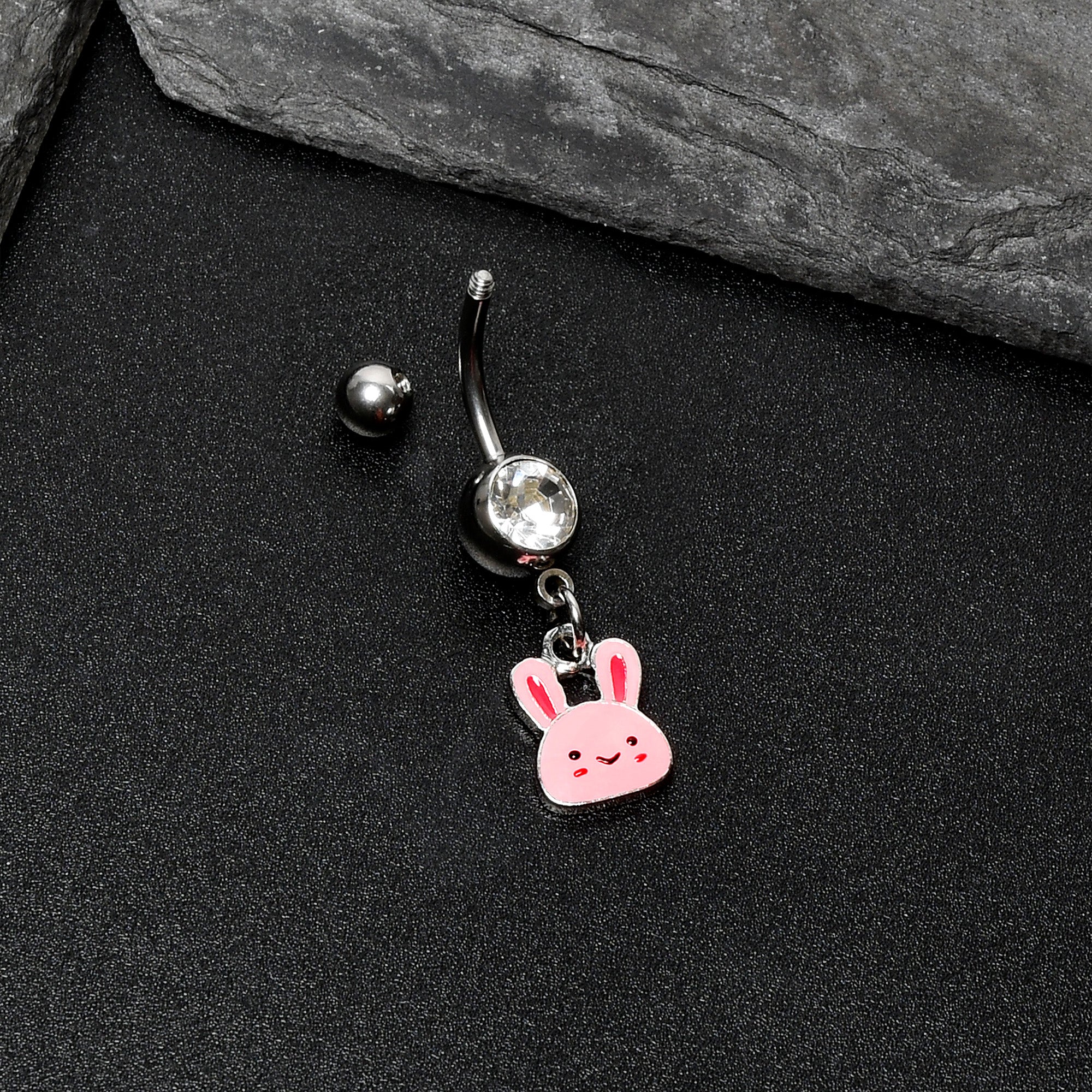 Clear Gem Kawaii Cutie Easter Bunny Dangle Belly Ring