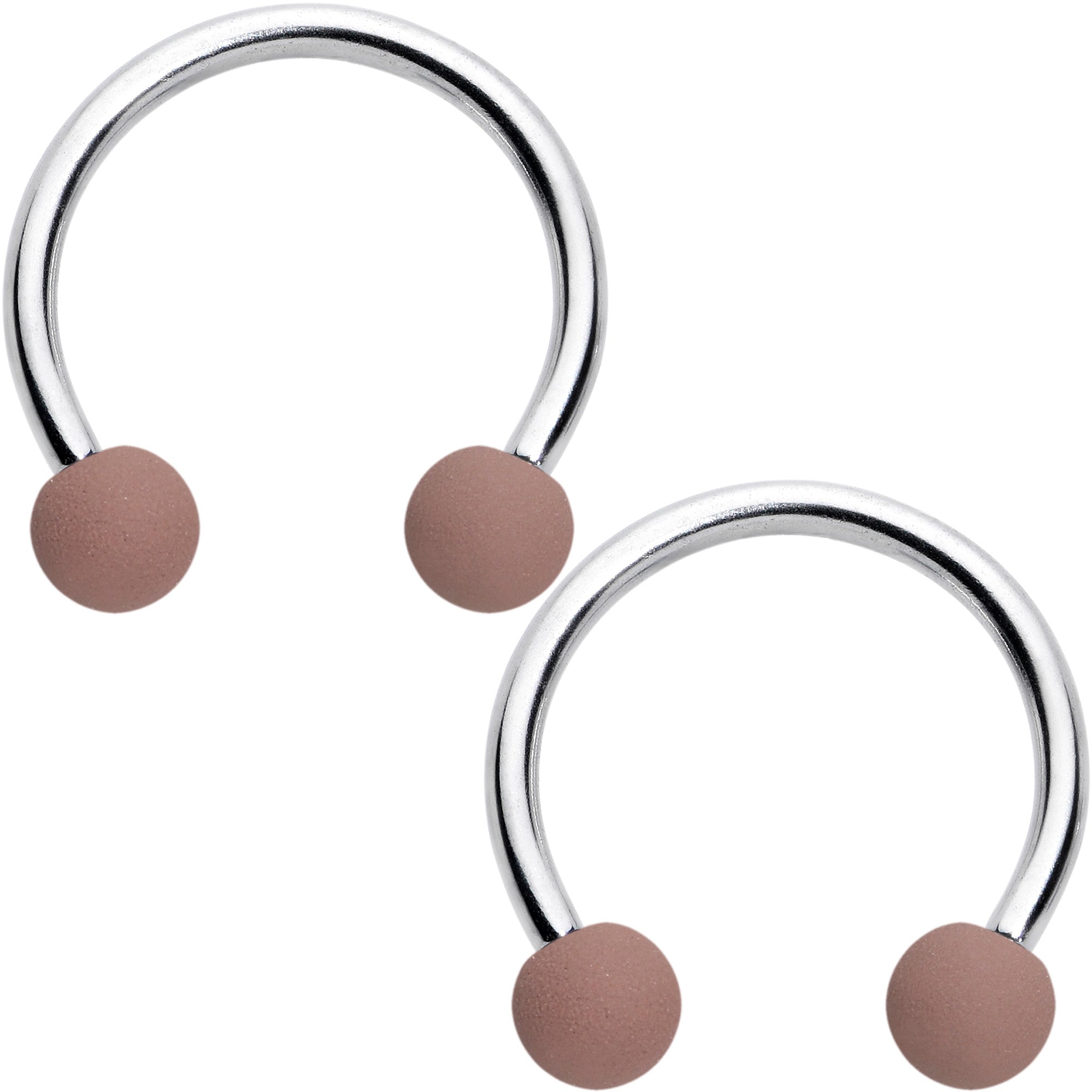 16 Gauge 3/8 Matte Brown Peach Cream Horseshoe Circular Barbell Set of 6