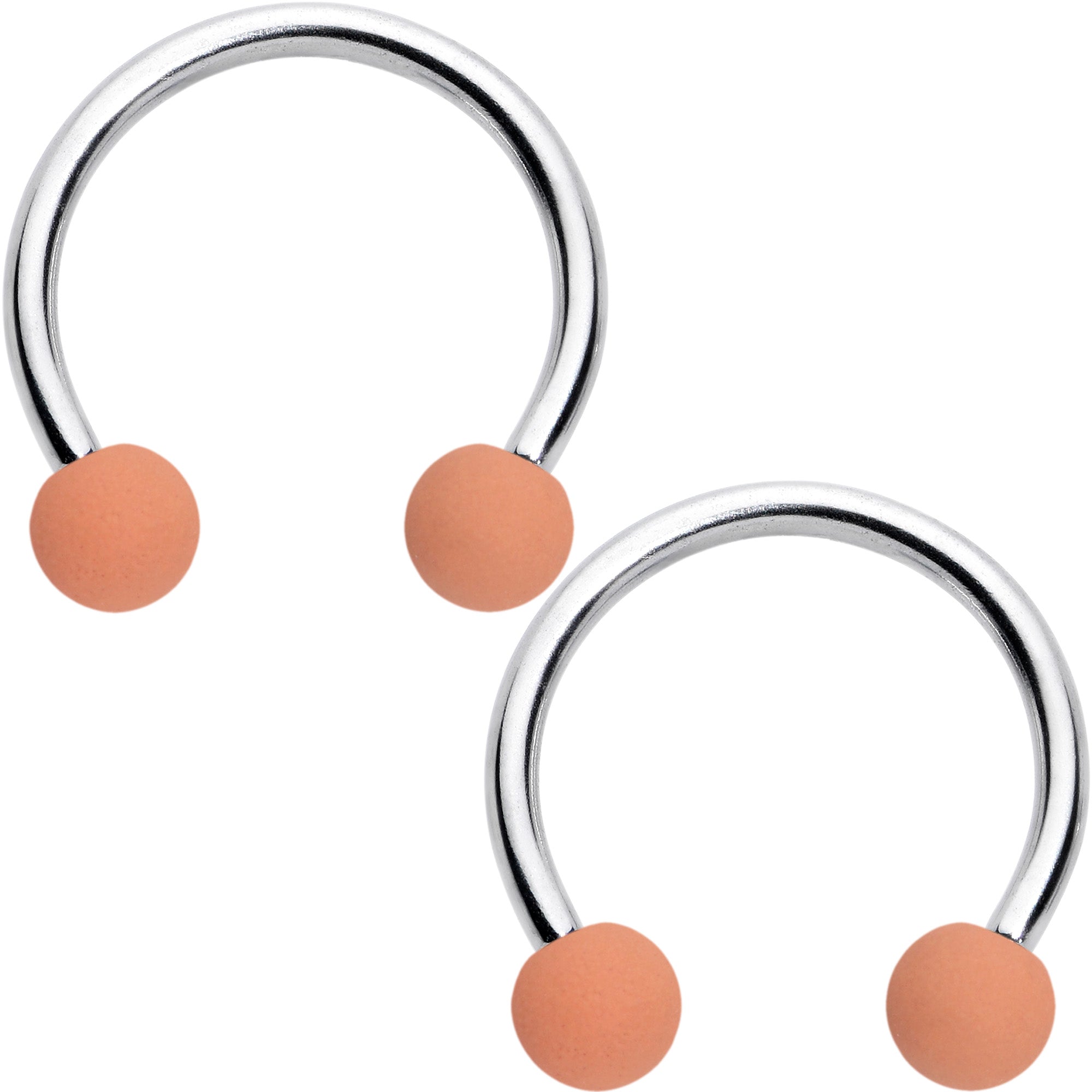 16 Gauge 3/8 Matte Brown Peach Cream Horseshoe Circular Barbell Set of 6