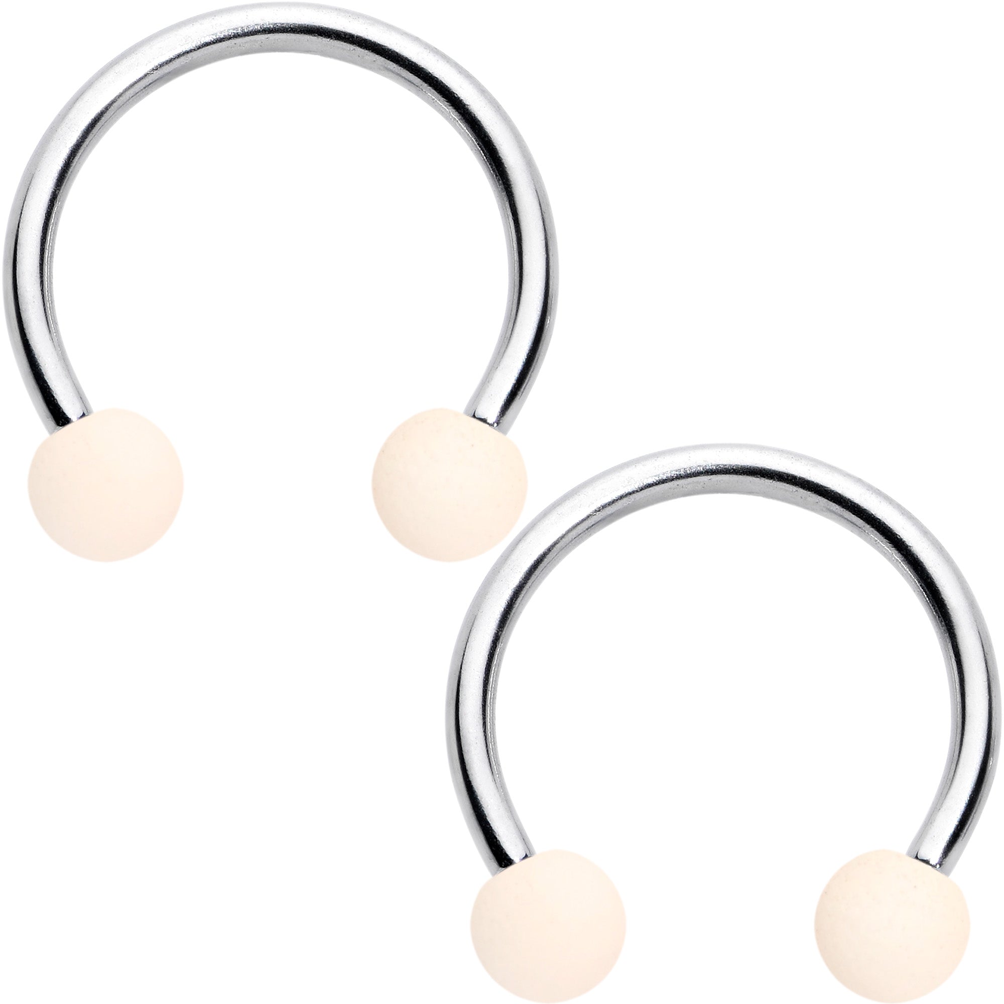 16 Gauge 3/8 Matte Brown Peach Cream Horseshoe Circular Barbell Set of 6