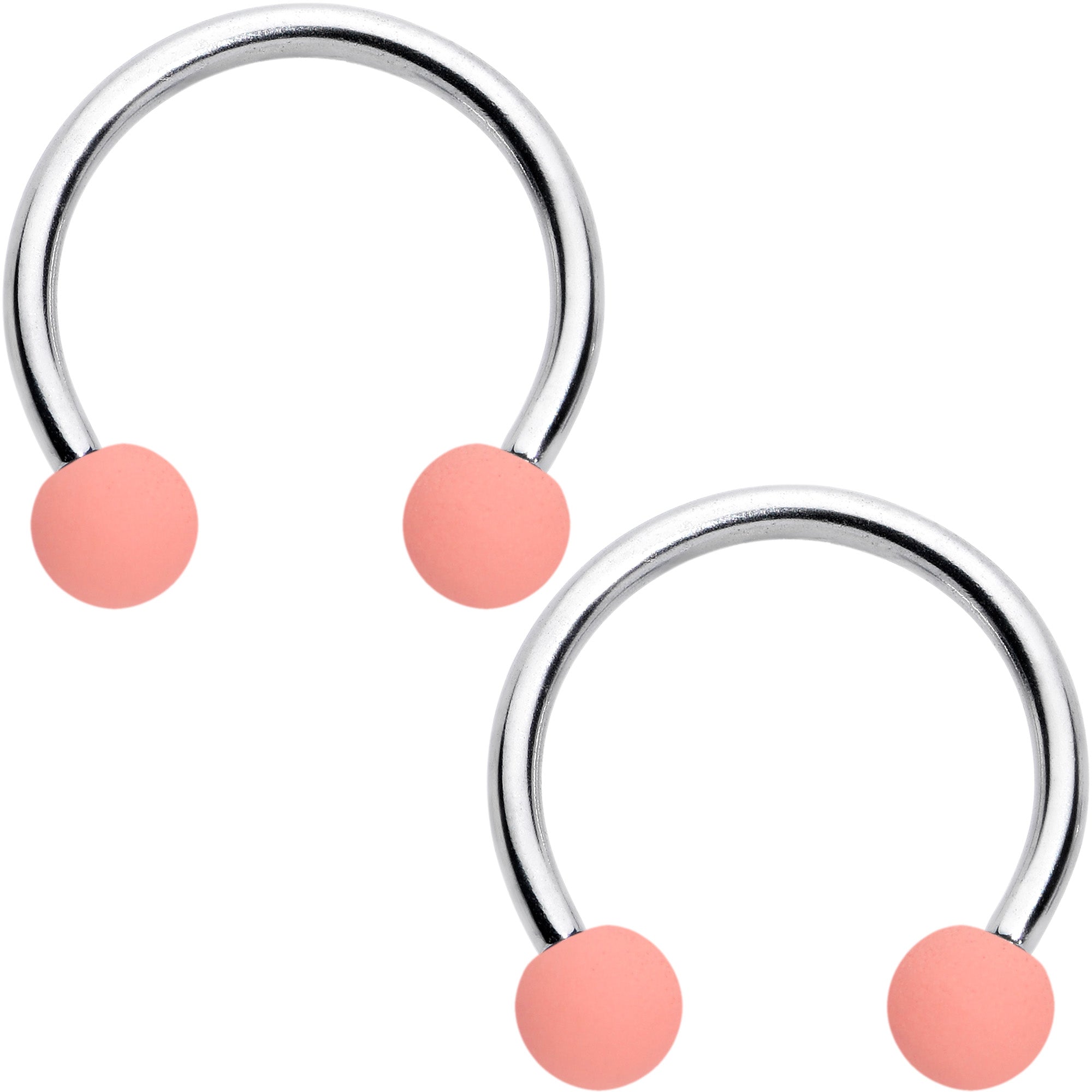 16 Gauge 3/8 Matte Pinks Peach Horseshoe Circular Barbell Set of 6