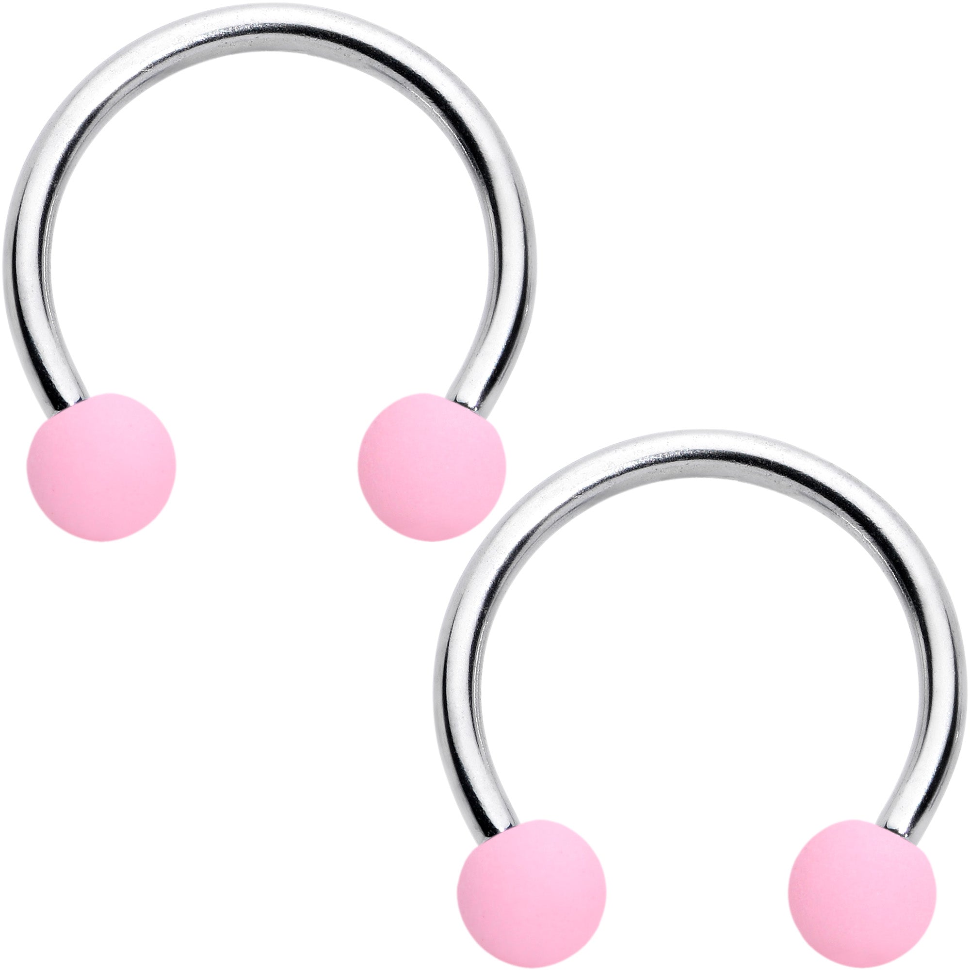 16 Gauge 3/8 Matte Pinks Peach Horseshoe Circular Barbell Set of 6