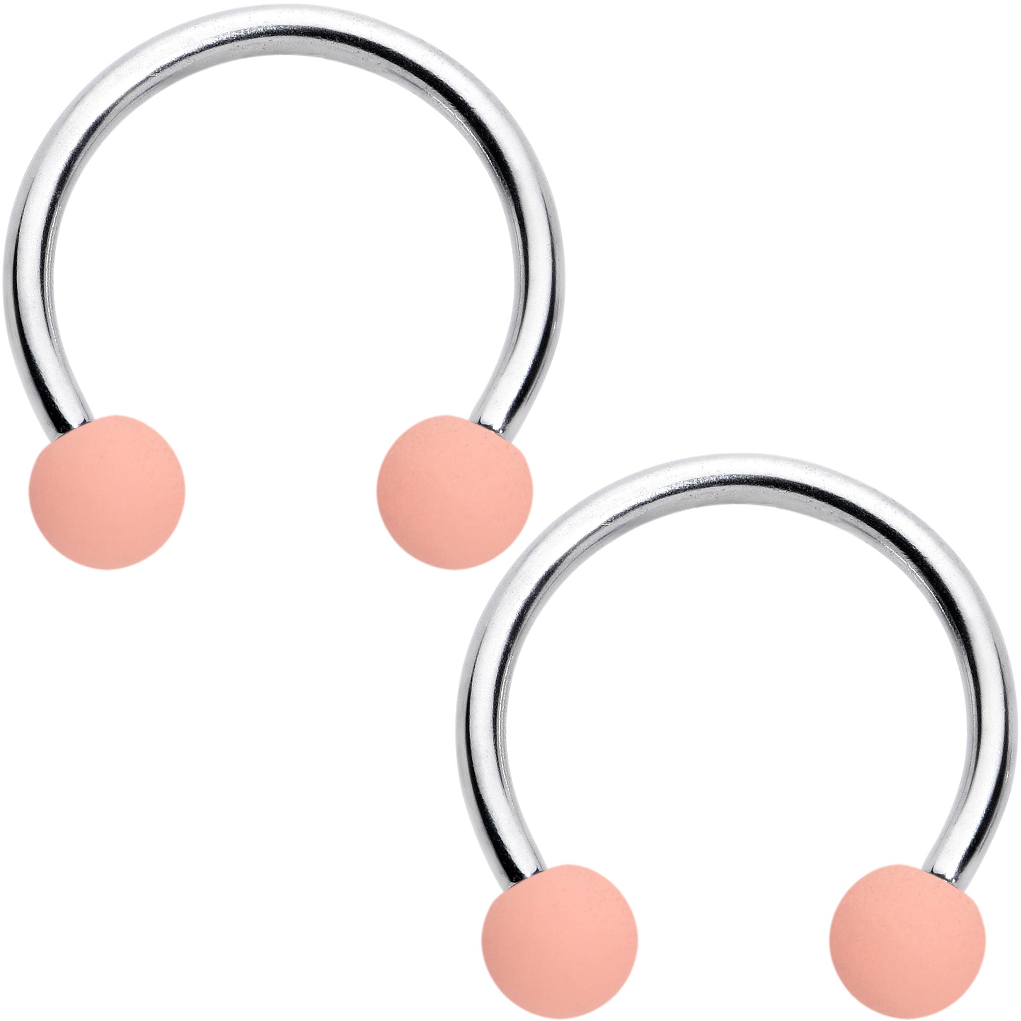 16 Gauge 3/8 Matte Pinks Peach Horseshoe Circular Barbell Set of 6