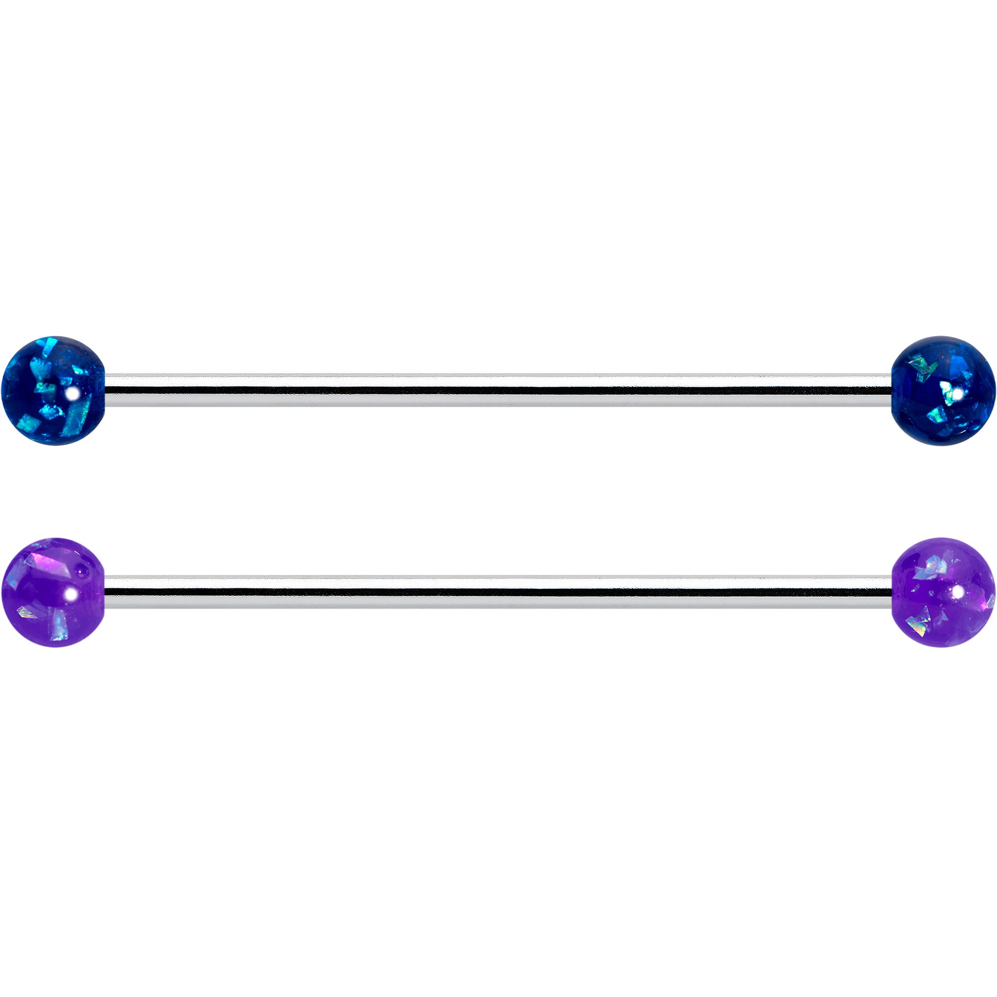 14 Gauge Pink Blue Purple Faux Opal Pack Industrial Barbell Set of 4