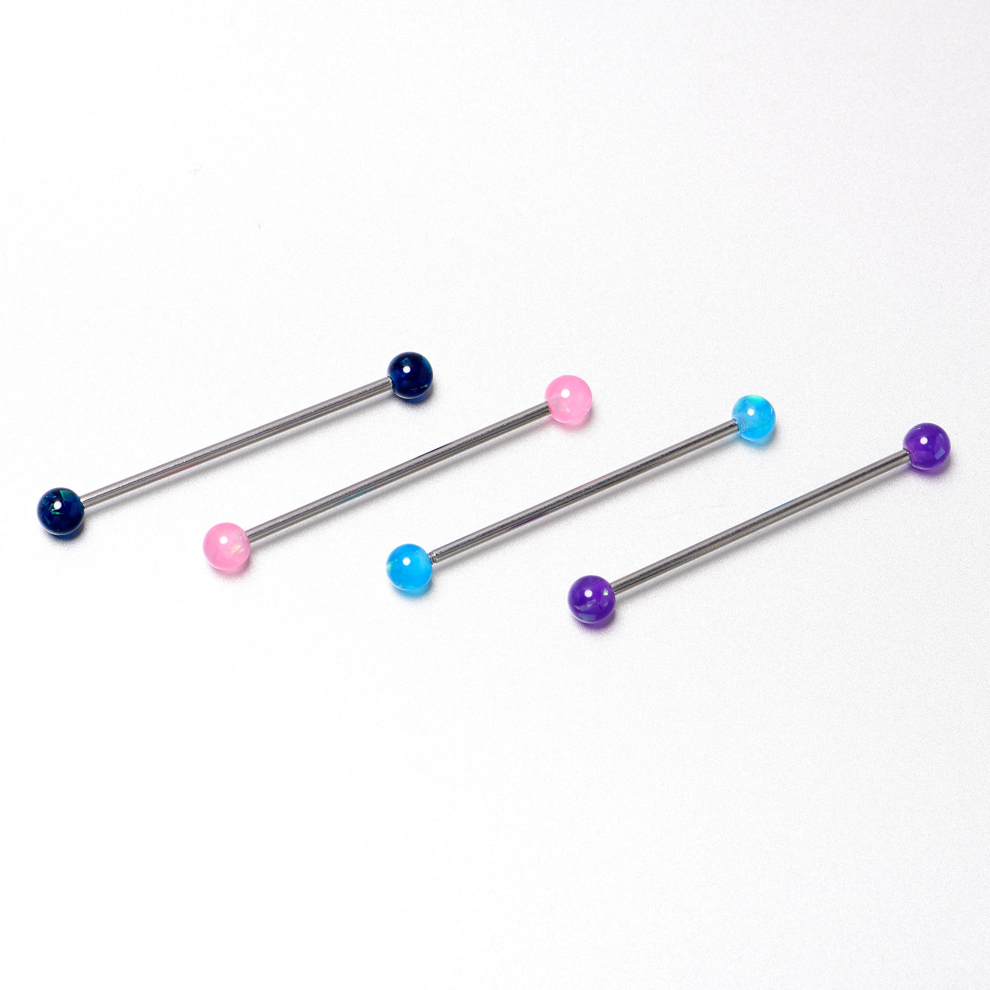 14 Gauge Pink Blue Purple Faux Opal Pack Industrial Barbell Set of 4