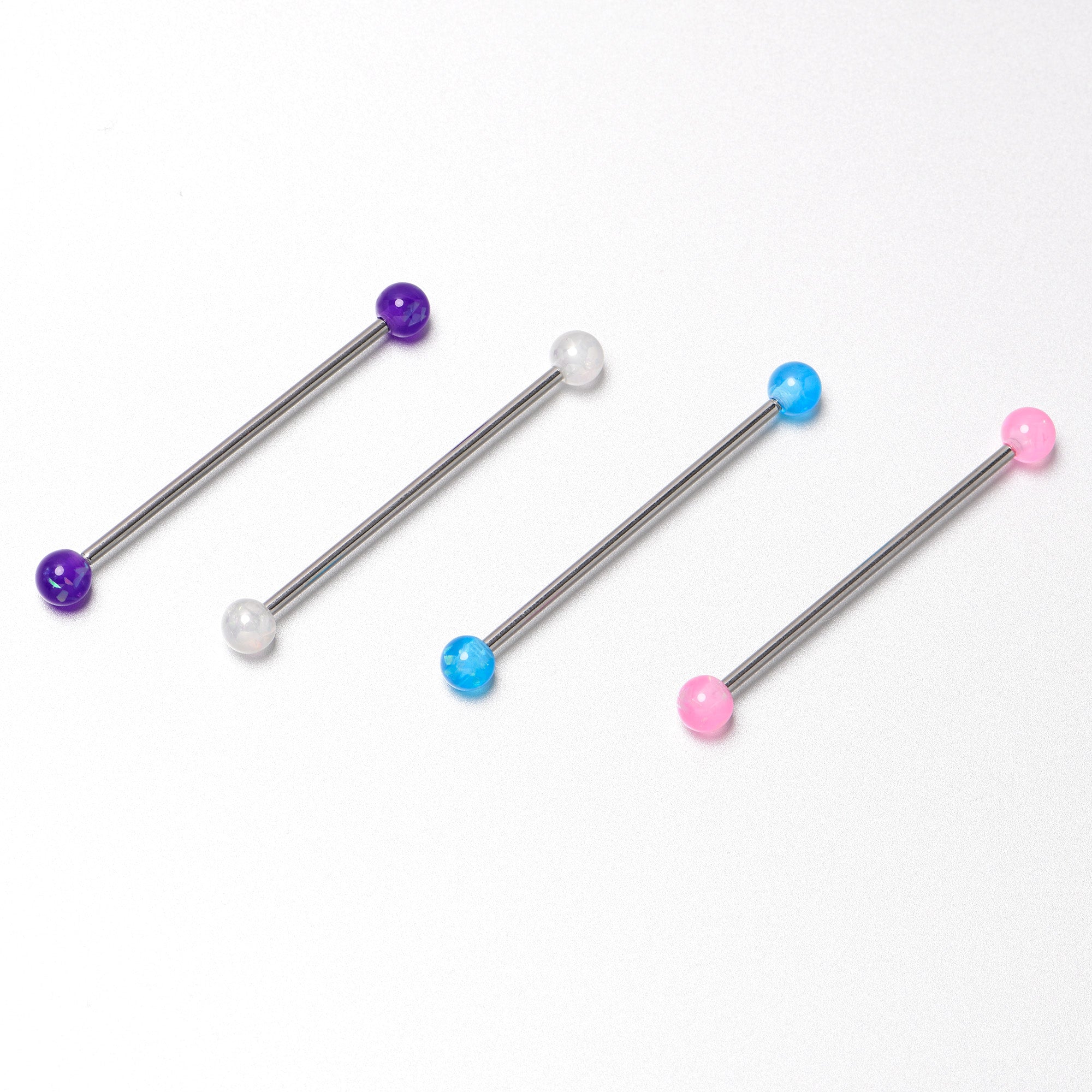 14 Gauge Pink White Purple Faux Opal Pack Industrial Barbell Set of 4