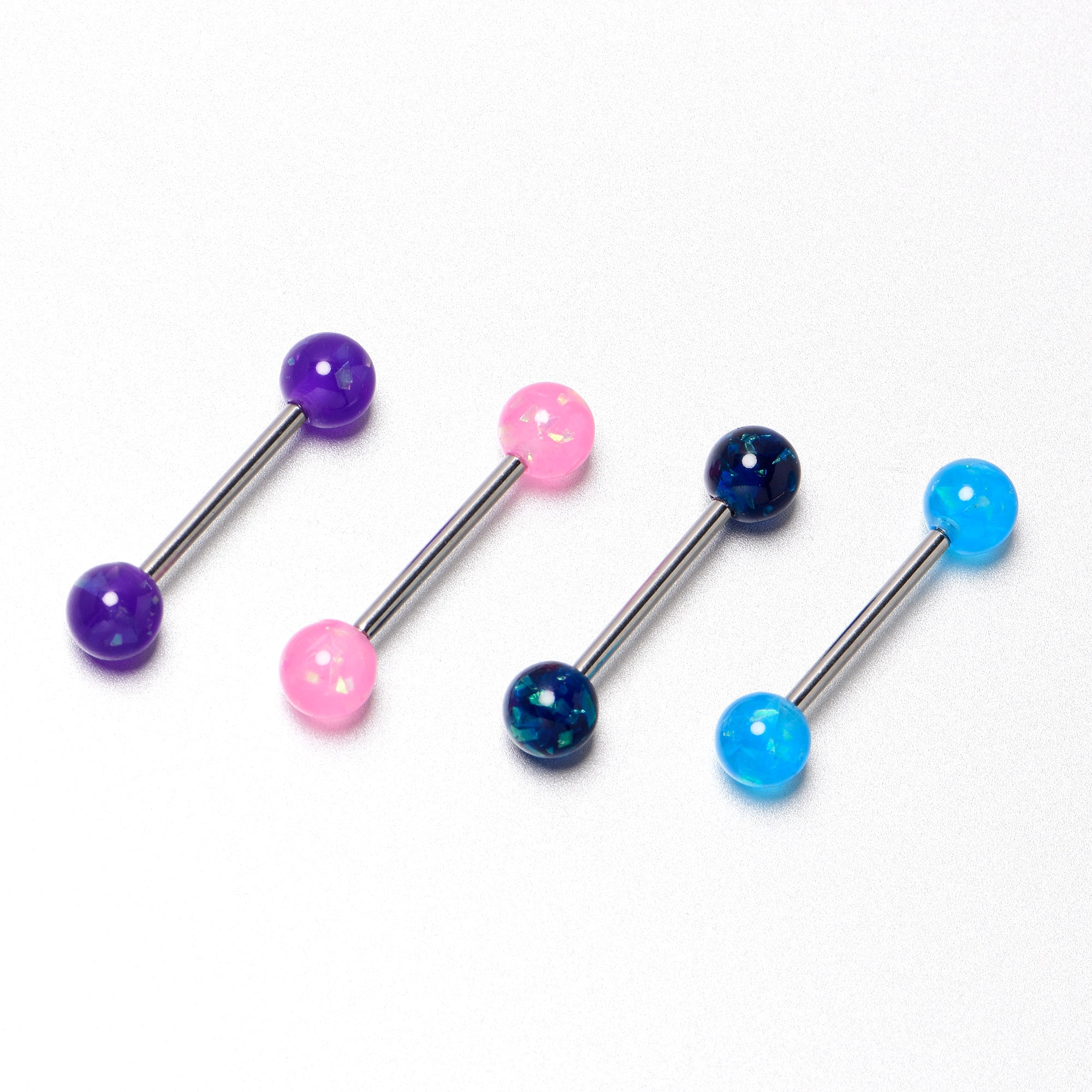 Pink Purple Blue Faux Opal Pack Tongue Ring Set of 4