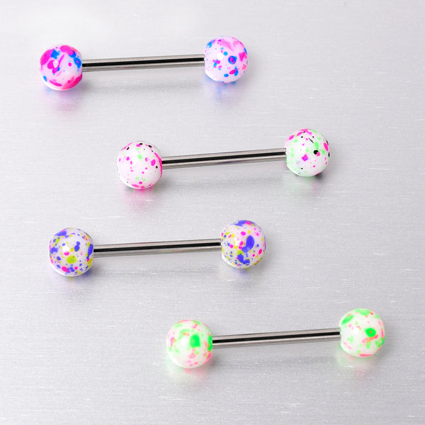 Body Candy Blue Green Pink Neon Silicone Spike Barbell Tongue Ring