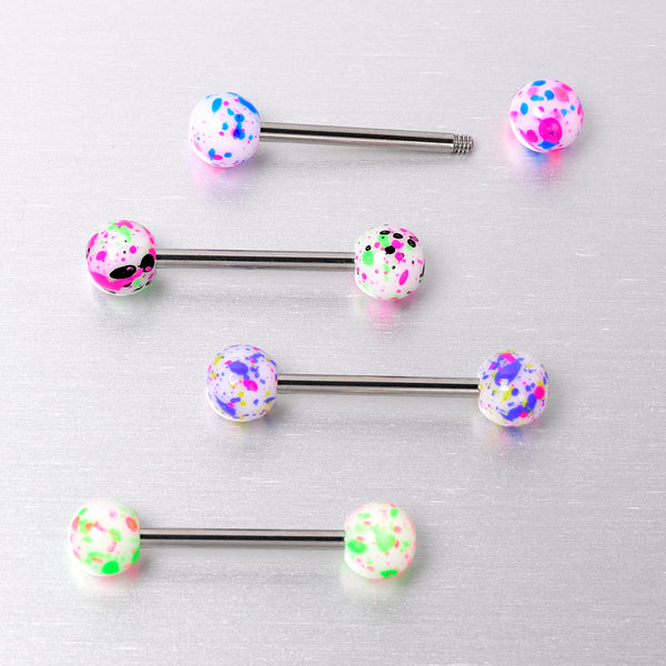 Body Candy Blue Green Pink Neon Silicone Spike Barbell Tongue Ring