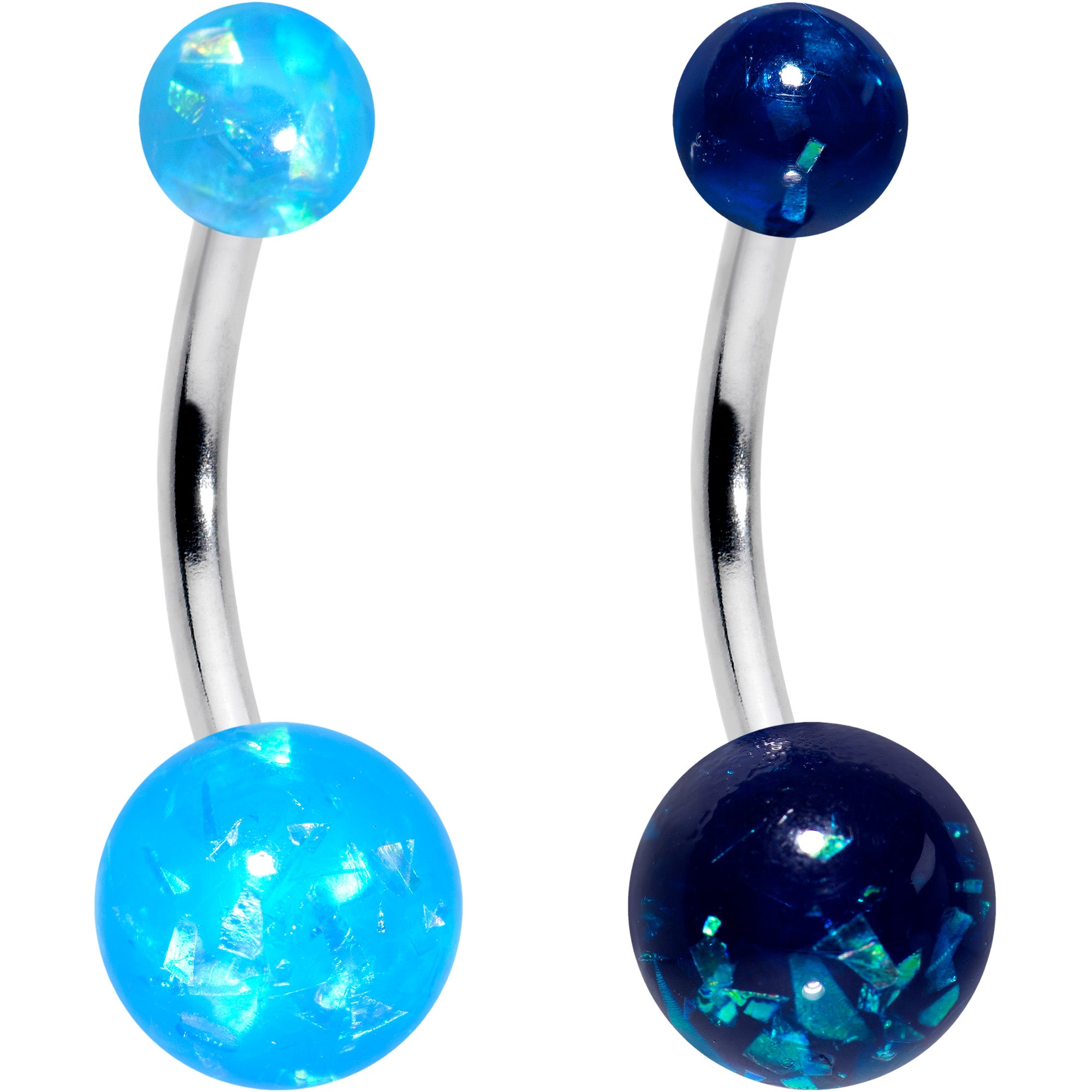 Blue Pink Purple Faux Opal Pack Belly Ring Set of 4