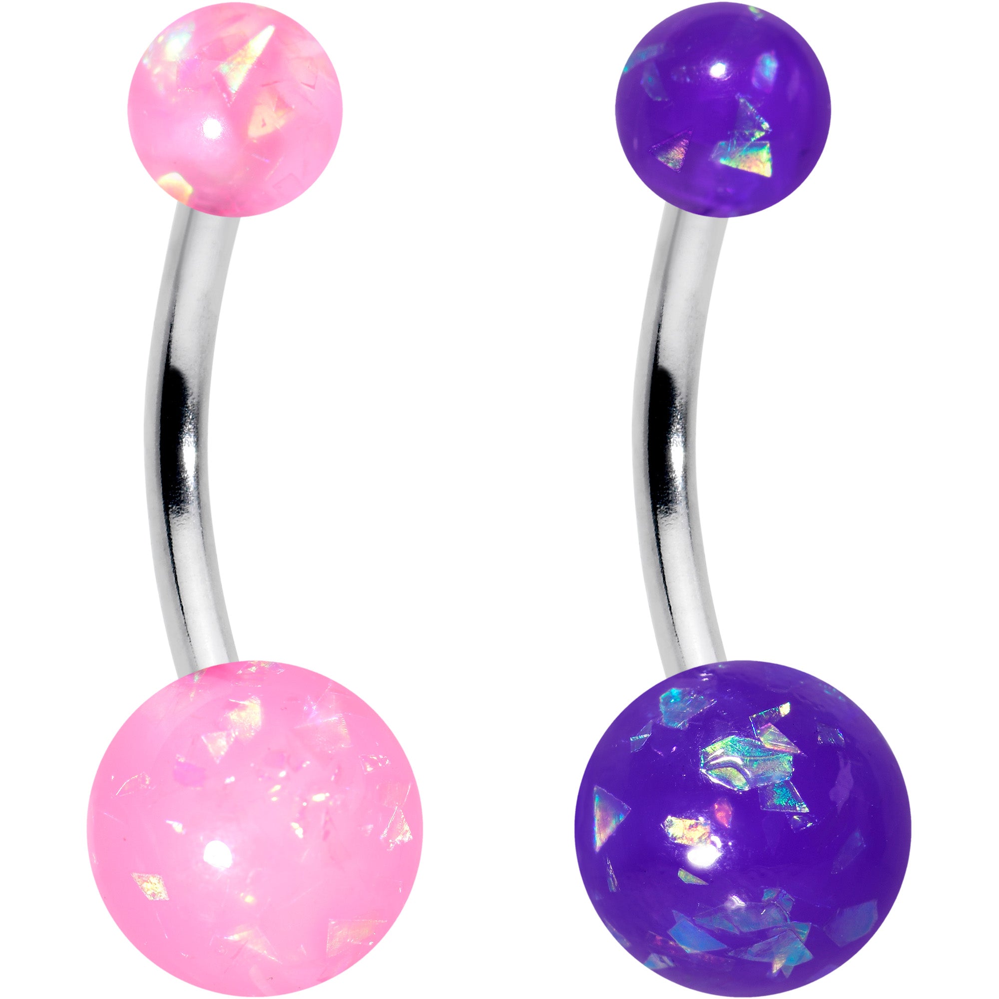 Blue Pink Purple Faux Opal Pack Belly Ring Set of 4