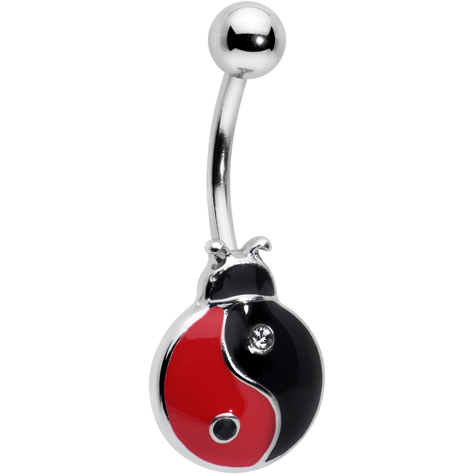 Clear Gem Ladybug Yin Yang Belly Ring