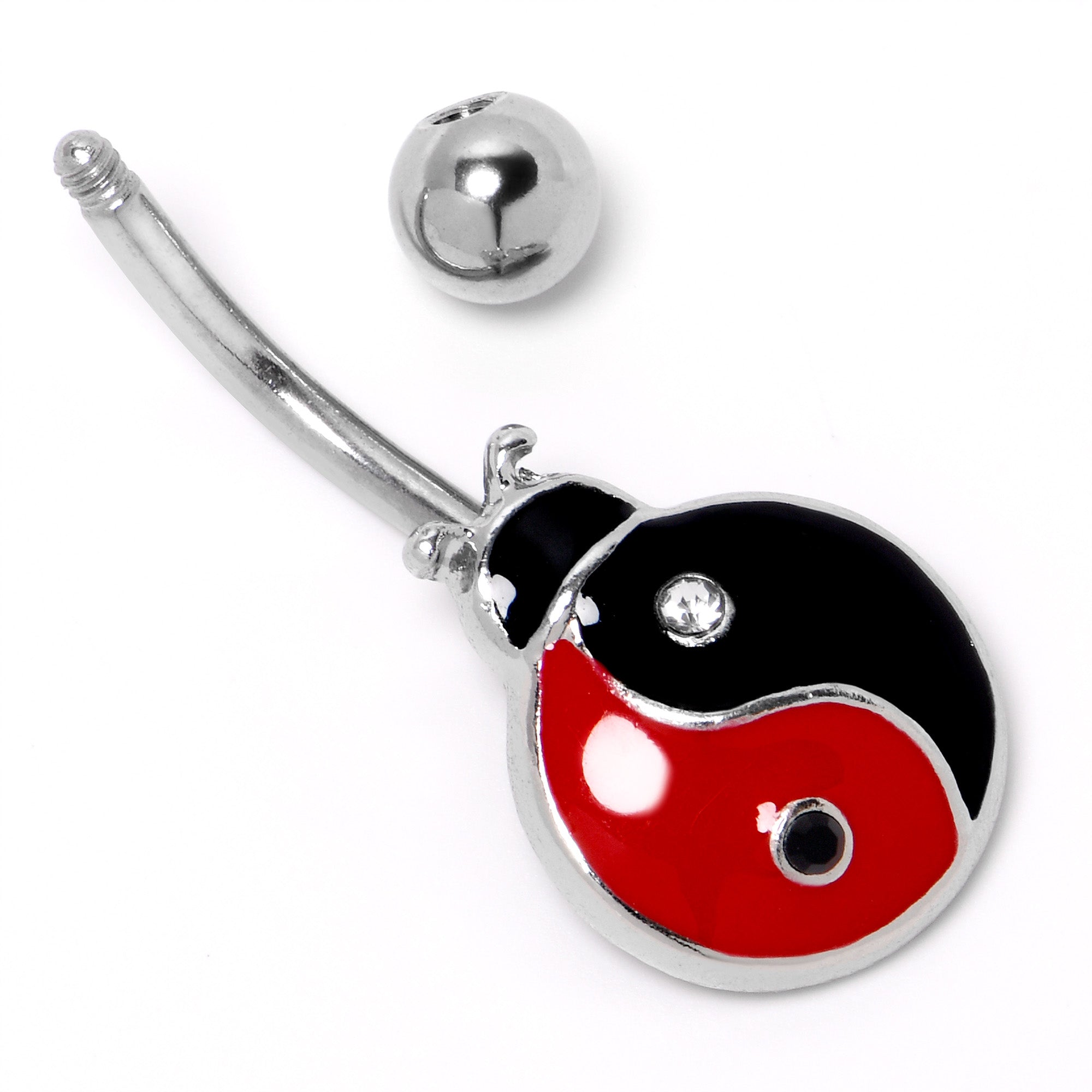 Clear Gem Ladybug Yin Yang Belly Ring