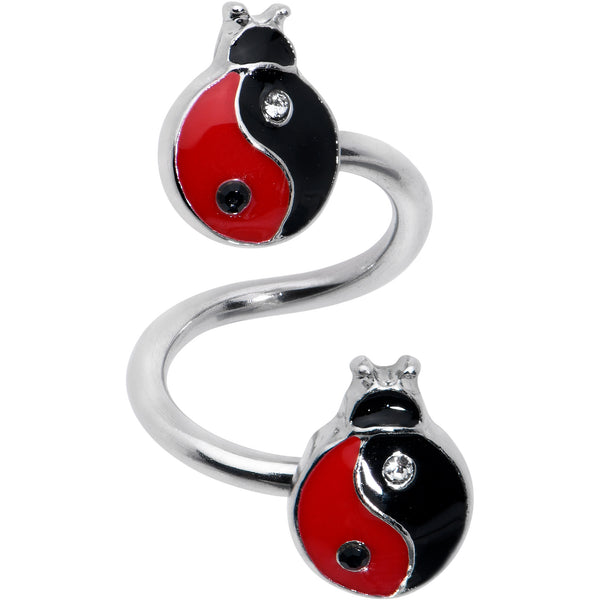 Clear Gem Ladybug Yin Yang Spiral Twister Belly Ring Bodycandy 