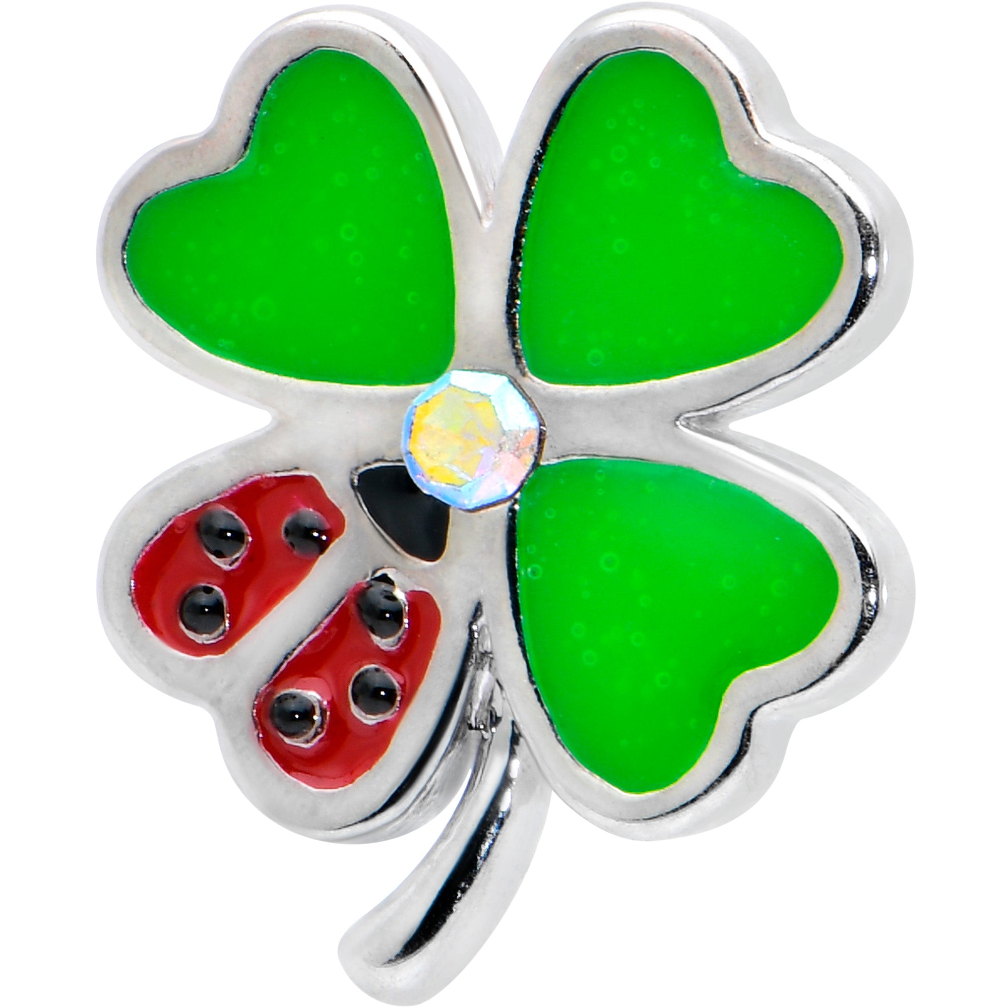 16 Gauge 1/4 Ladybug Shamrock St Patricks Cartilage Tragus Earring