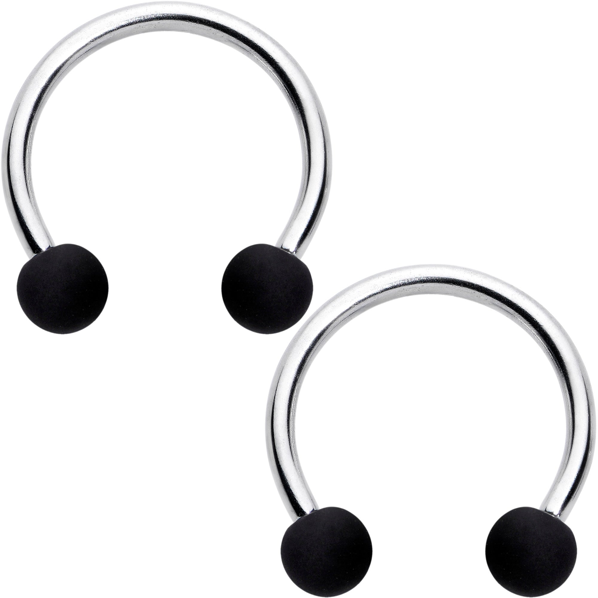 16 Gauge 3/8 Matte Black White Grey Horseshoe Circular Barbell Set of 6