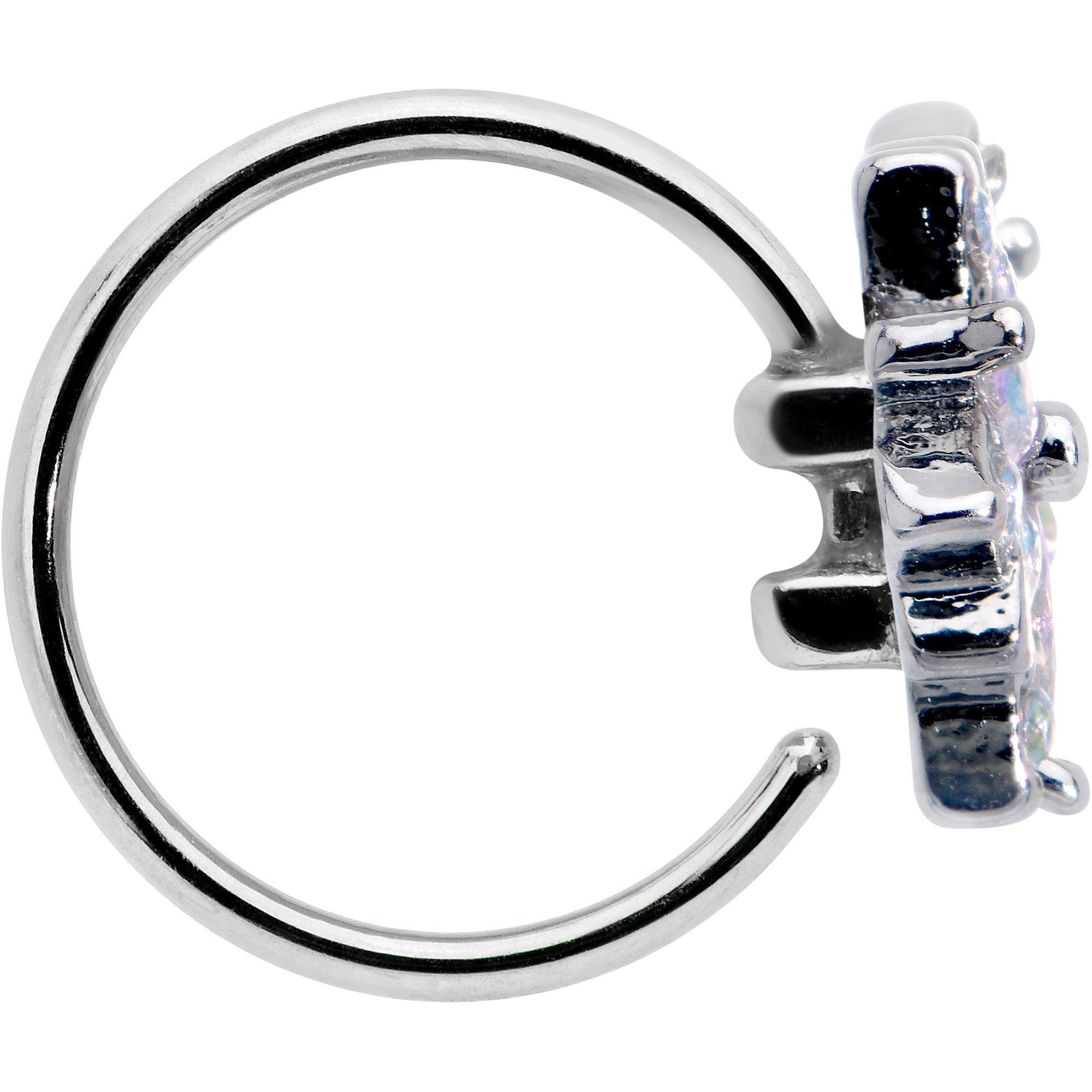 20 Gauge 5/16 Aurora CZ Gem Snowflake Style Nose Hoop