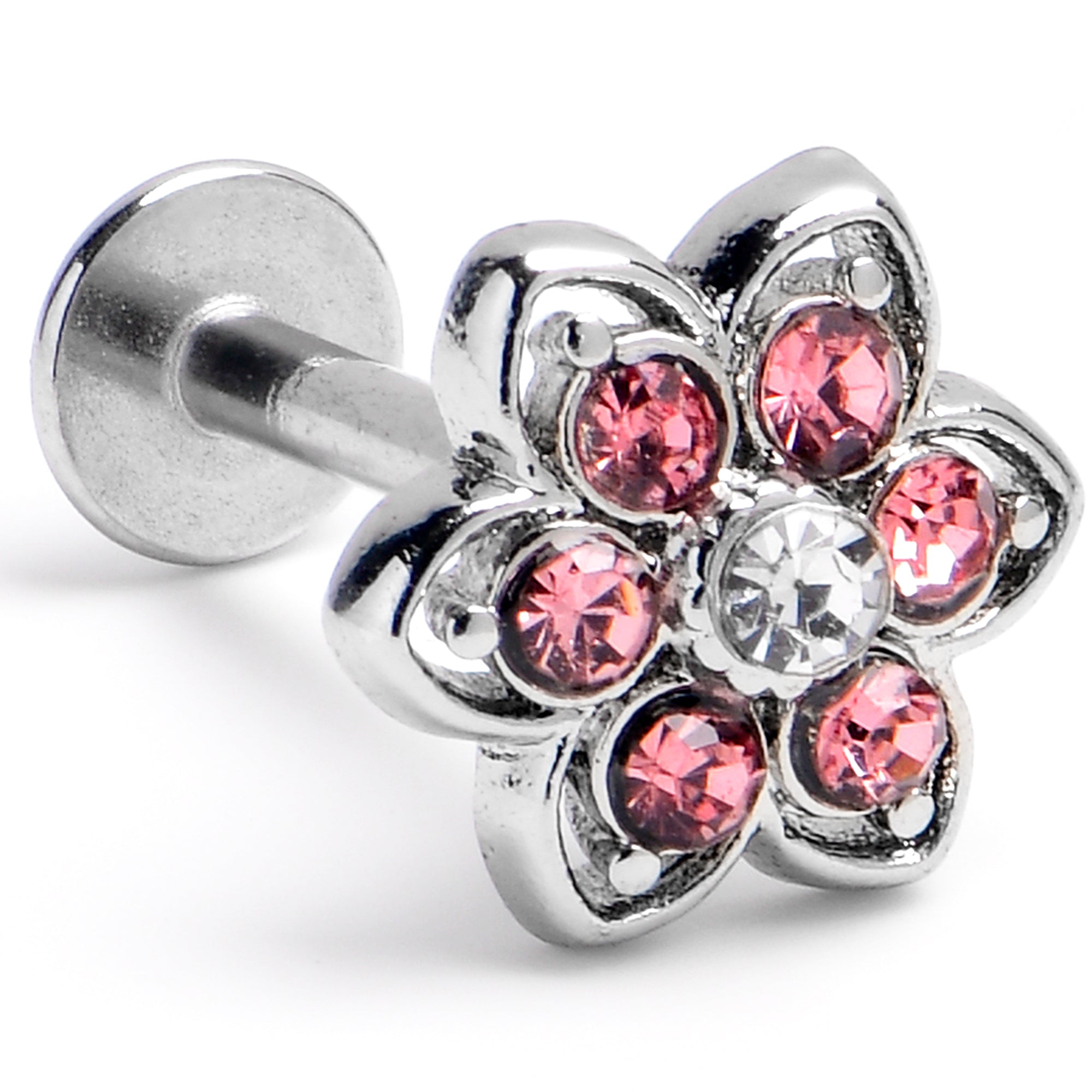 16 Gauge 5/16 Pink Radiant Blossom Flower Labret Monroe Tragus