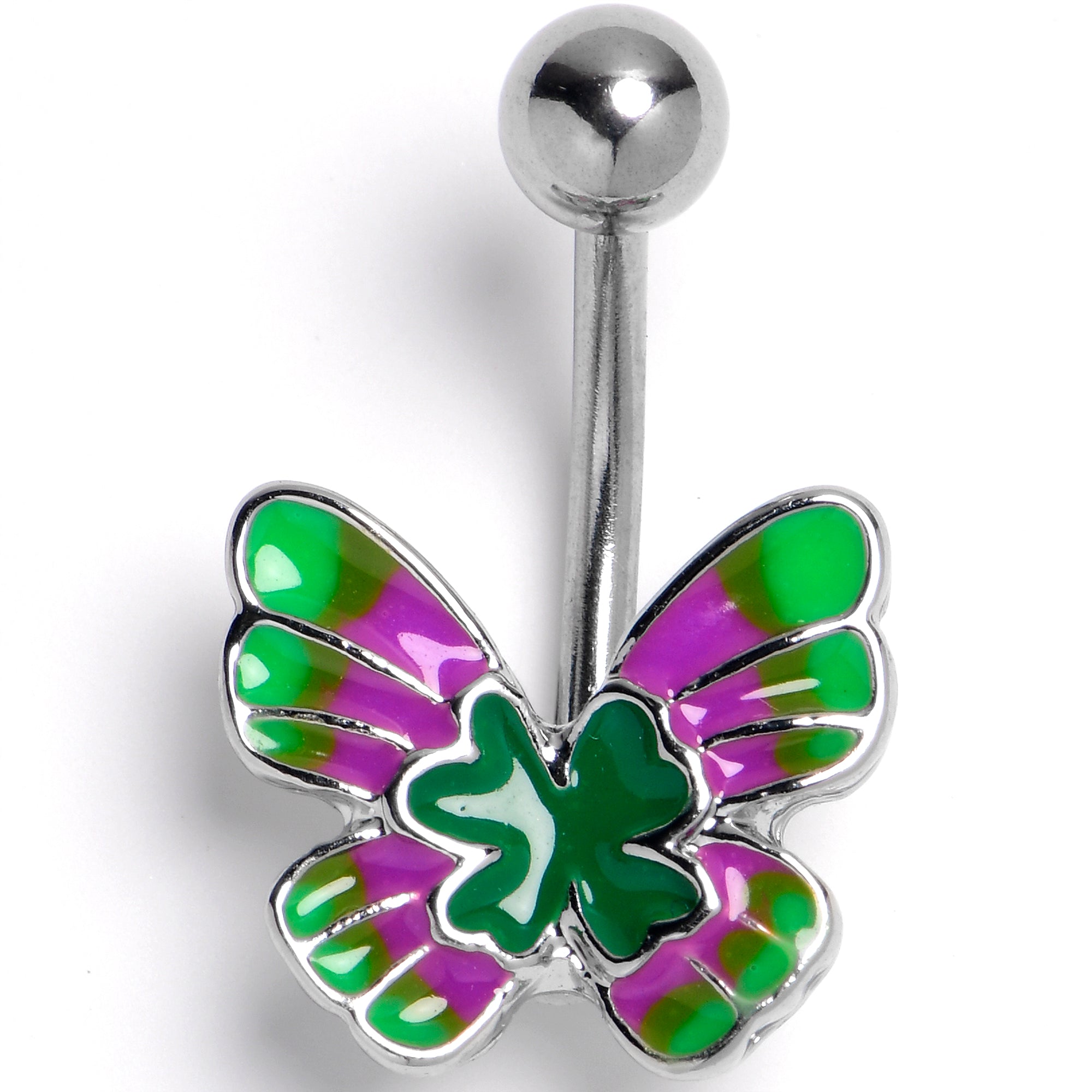14 Gauge 3/8 Vibrant Grace Butterfly Belly Ring