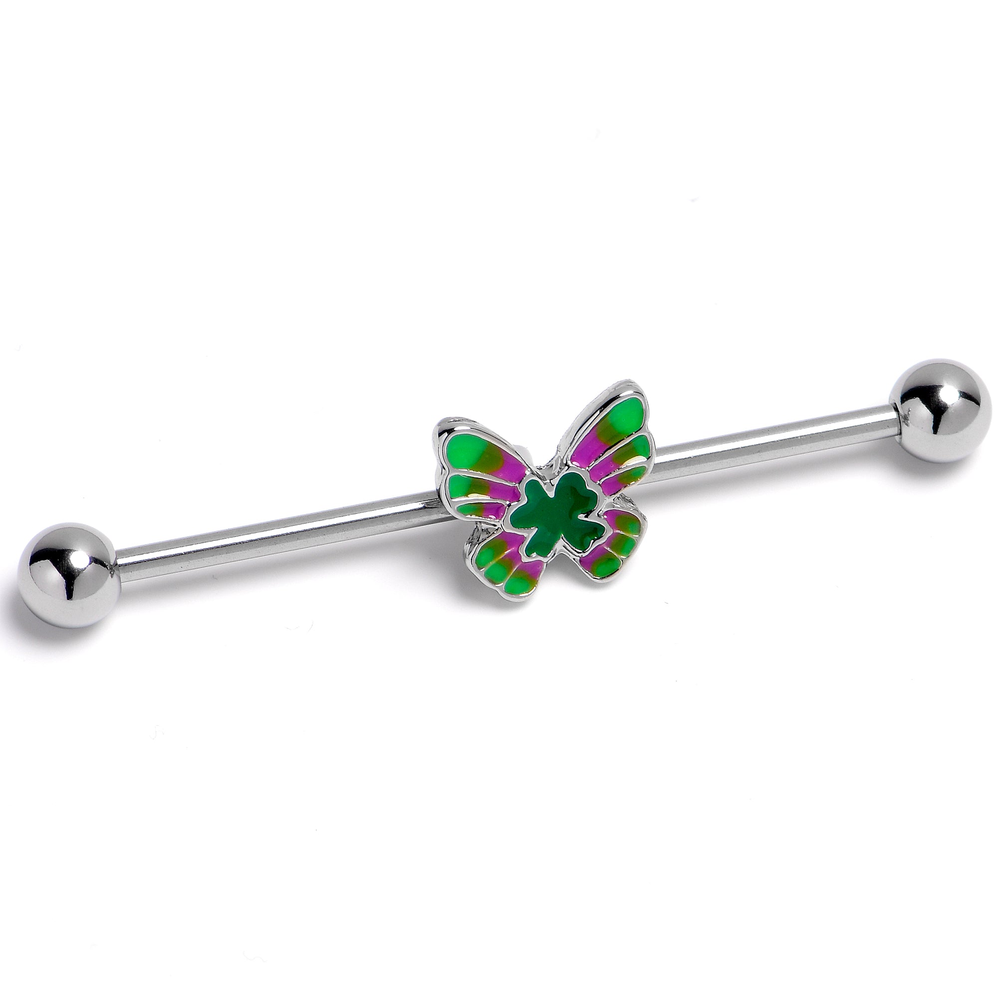 14 Gauge Vibrant Grace Butterfly Industrial Barbell 38mm