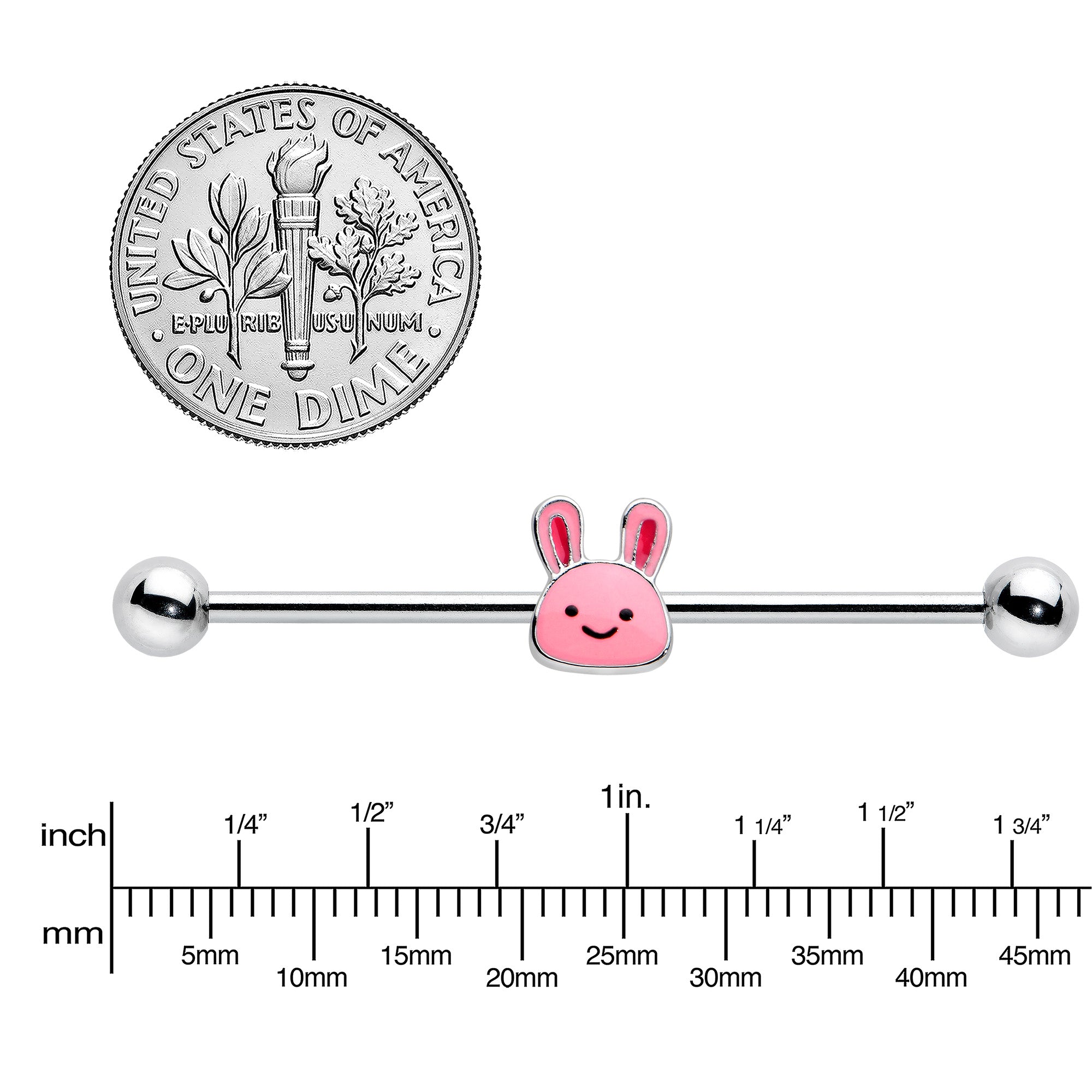 14 Gauge Kawaii Cutie Easter Bunny Industrial Barbell 38mm