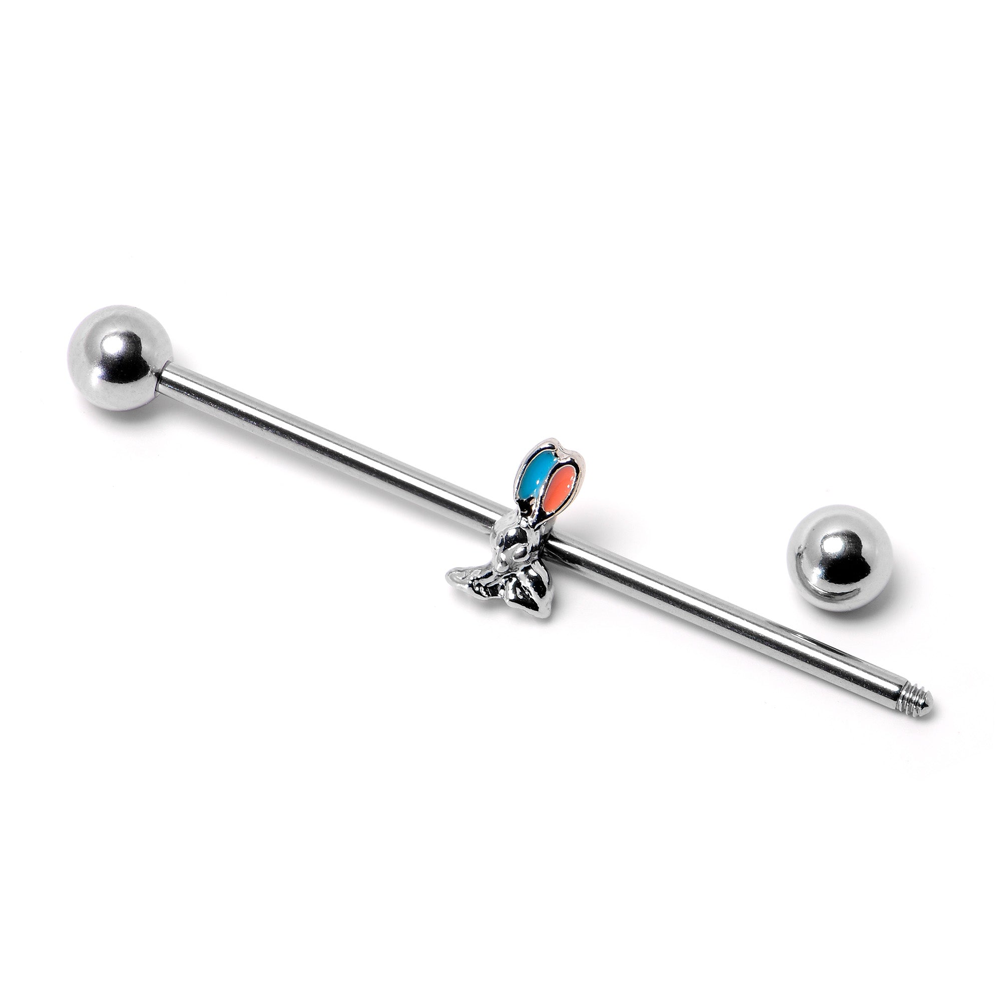 14 Gauge Easter Bunny Red Blue Ears Industrial Barbell 38mm