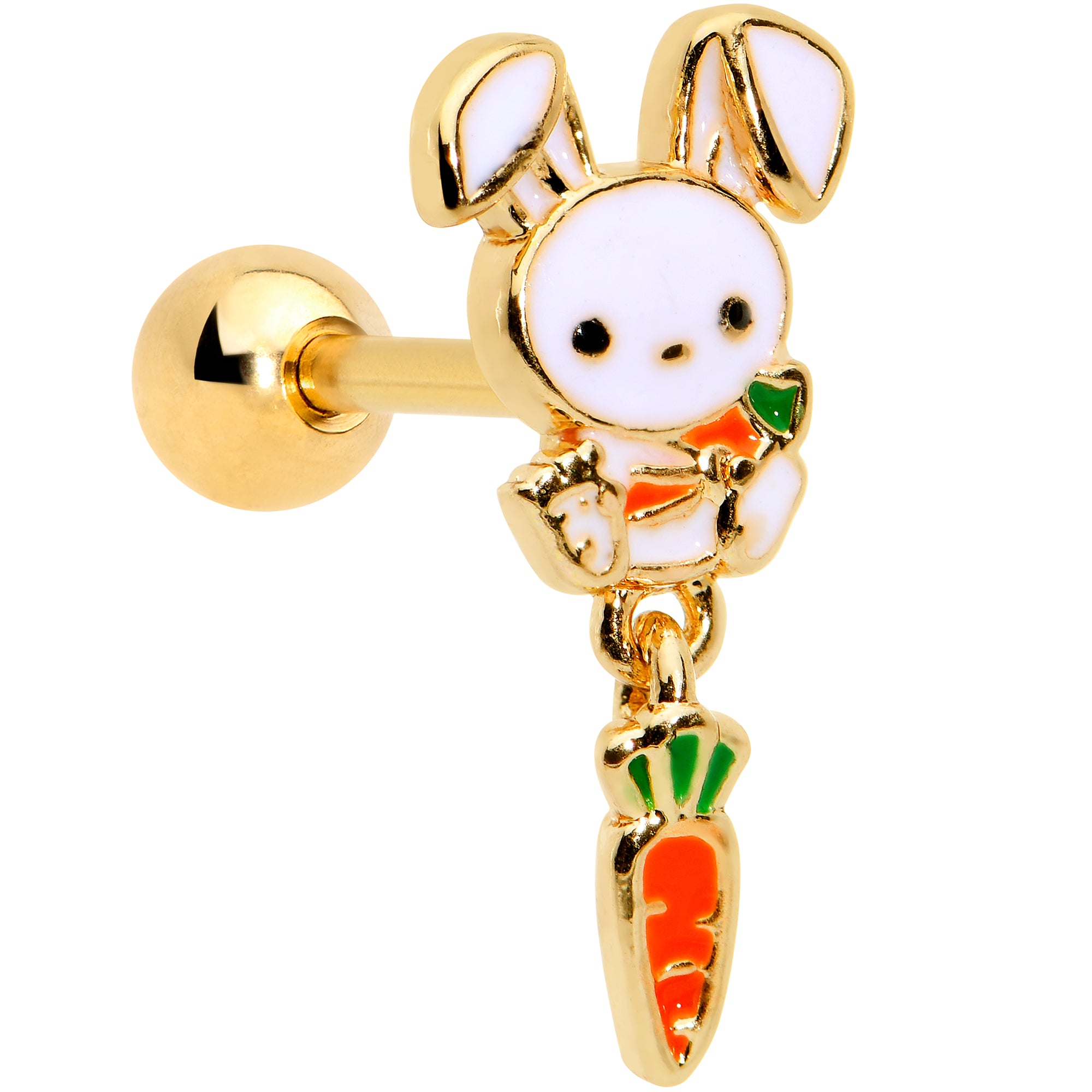 16 Gauge 1/4 Gold Hue Cutie Easter Bunny Dangle Cartilage Tragus Earring