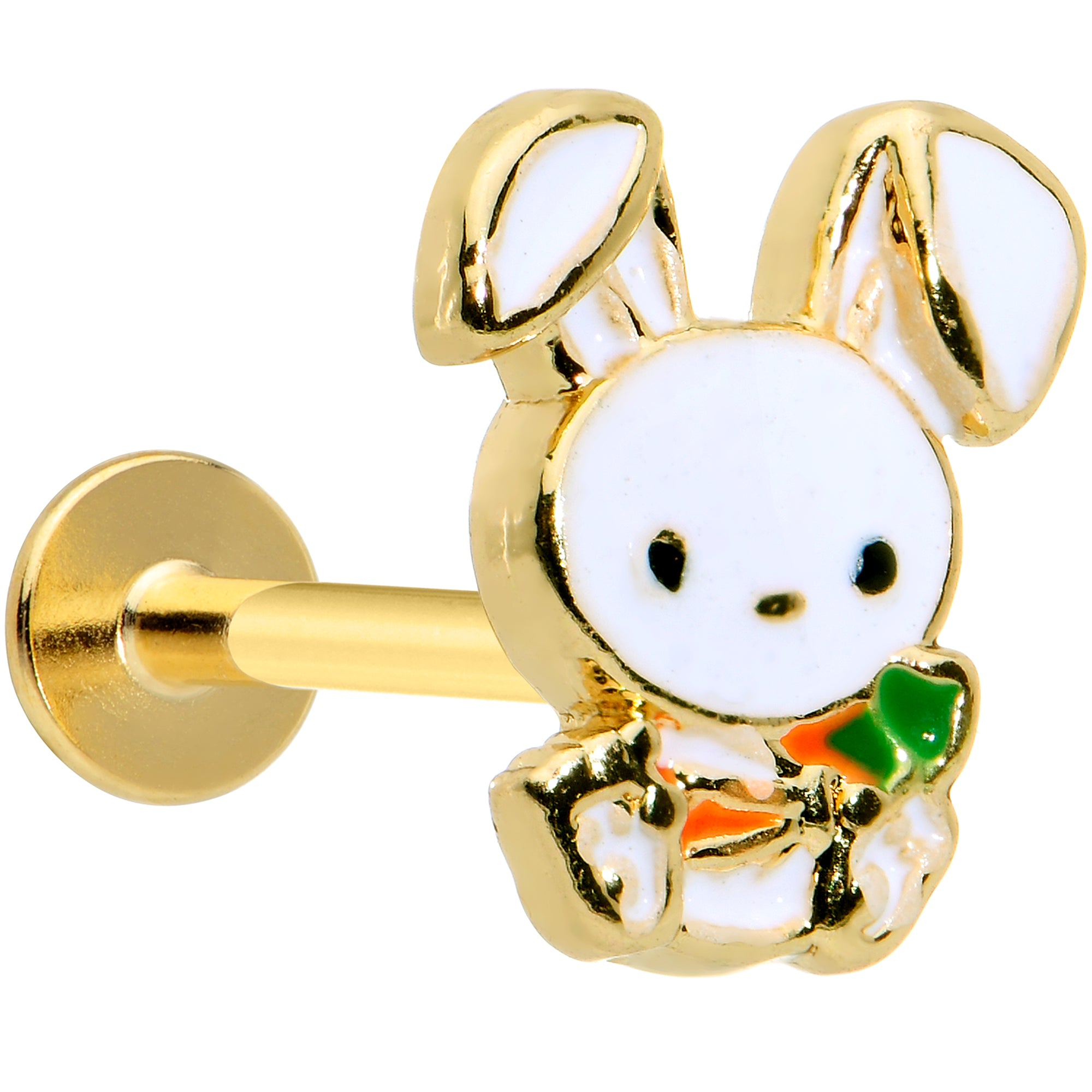 16 Gauge 5/16 Gold Tone Cutie Easter Bunny Labret Monroe Tragus