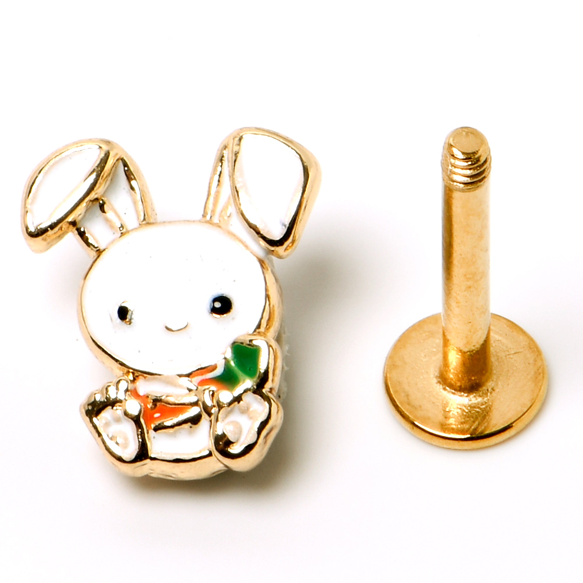 16 Gauge 5/16 Gold Tone Cutie Easter Bunny Labret Monroe Tragus