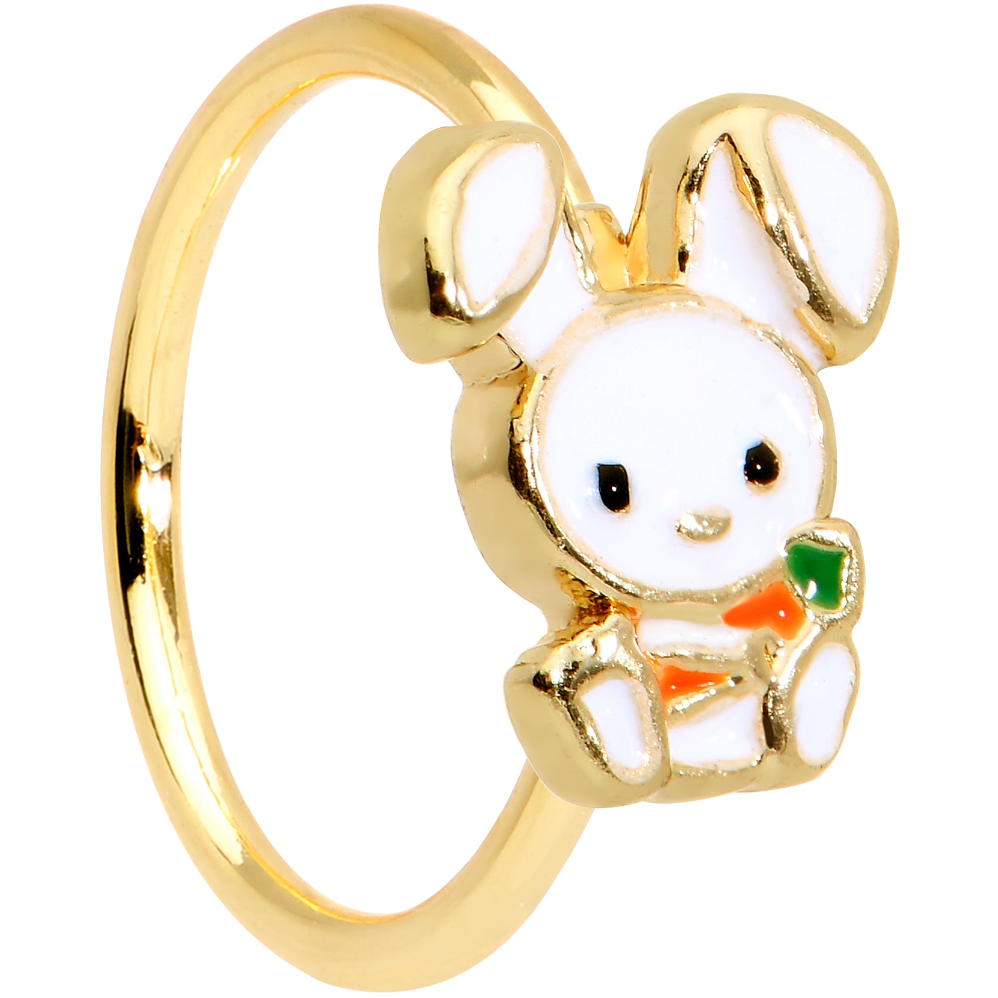 20 Gauge 5/16 Gold Tone Cutie Easter Bunny Nose Hoop