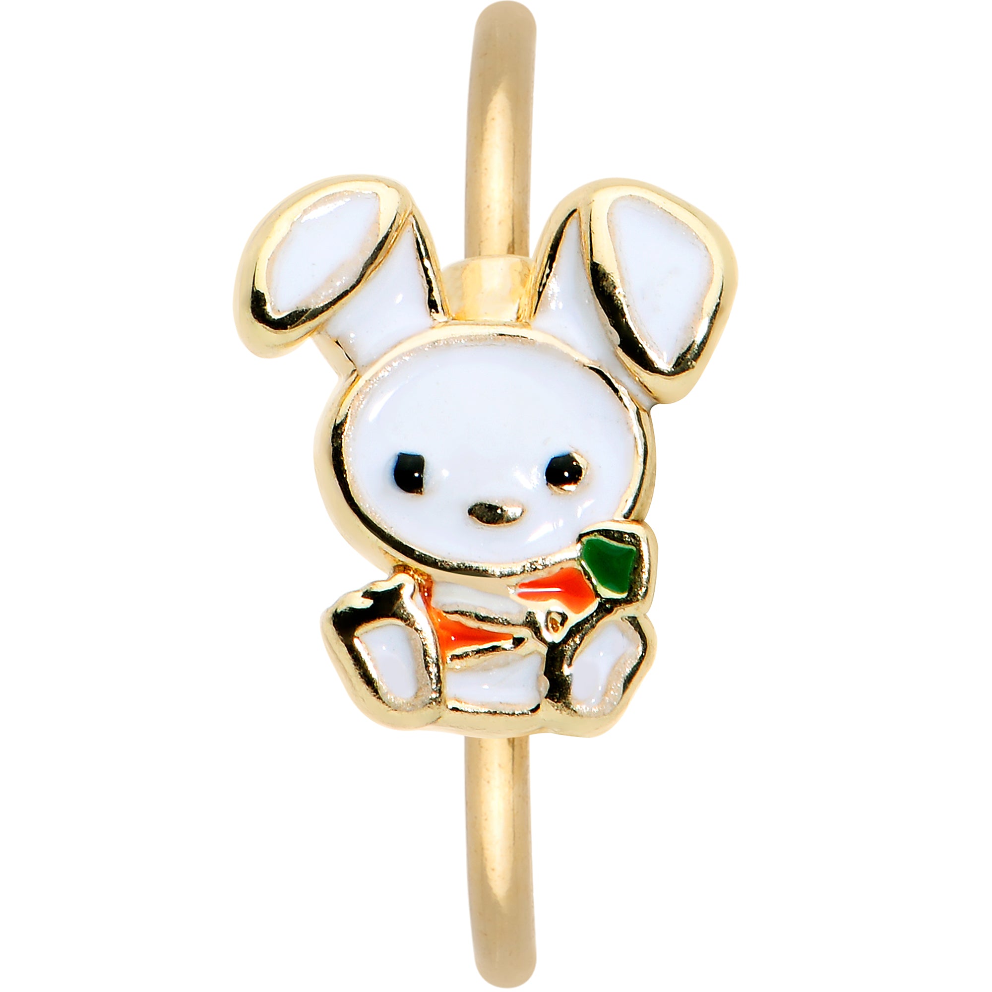 20 Gauge 5/16 Gold Tone Cutie Easter Bunny Nose Hoop