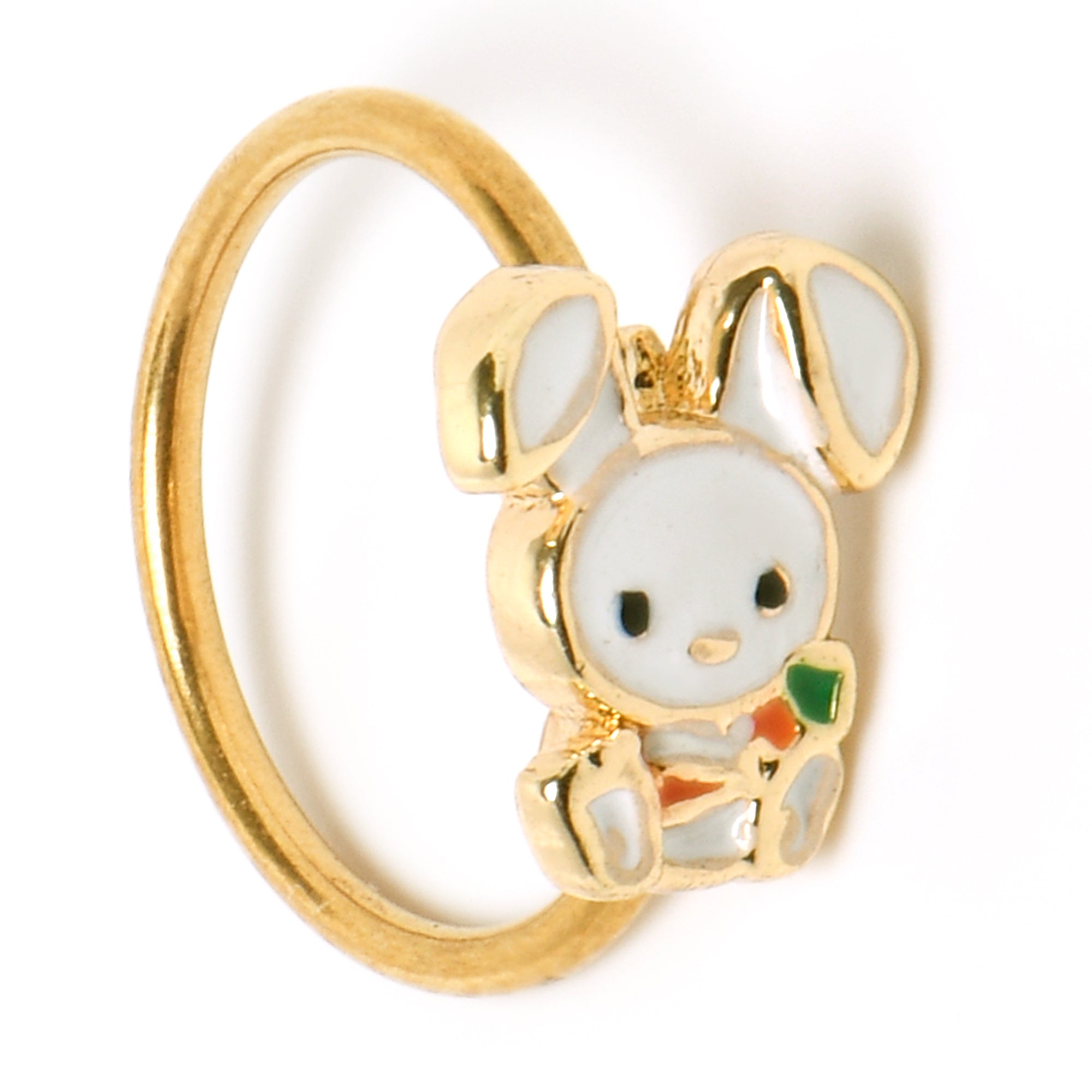 20 Gauge 5/16 Gold Tone Cutie Easter Bunny Nose Hoop