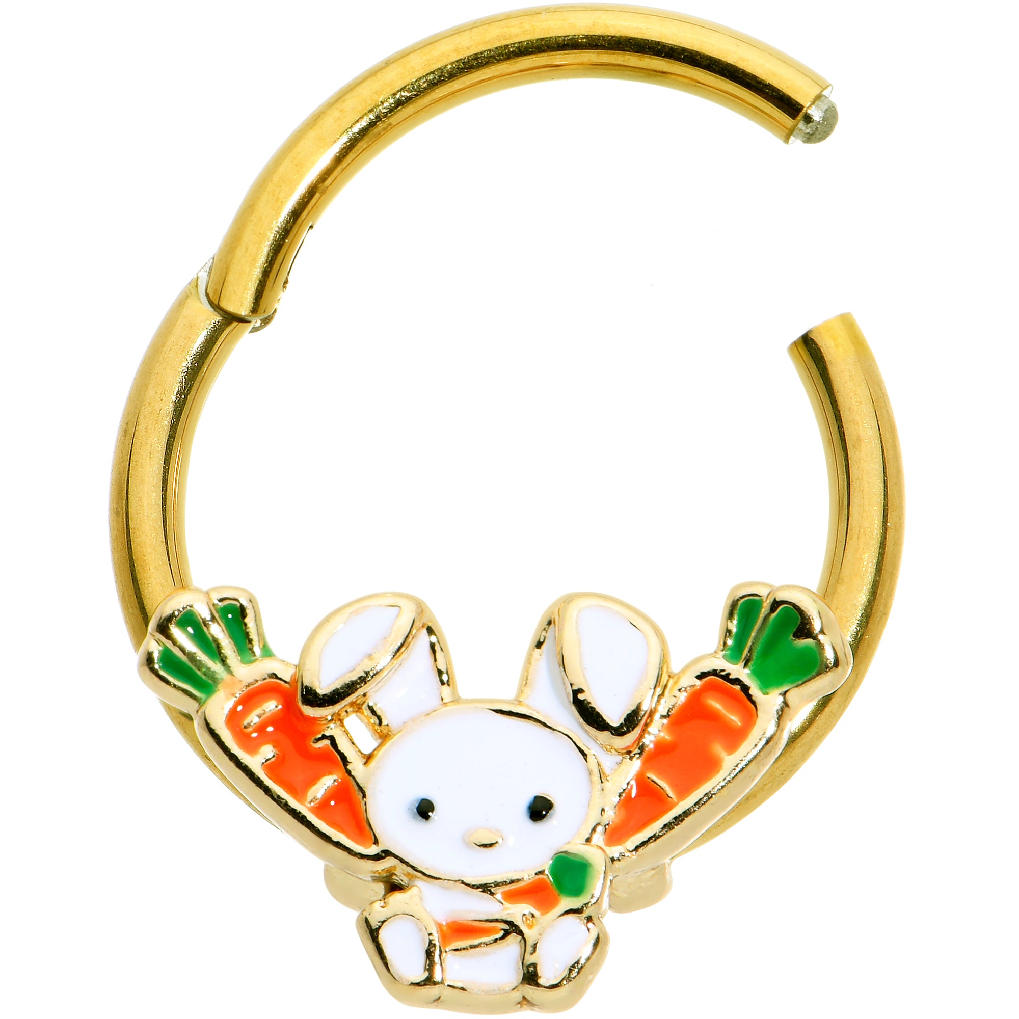 16 Gauge 3/8 Gold Tone Cutie Easter Bunny Hinged Segment Ring