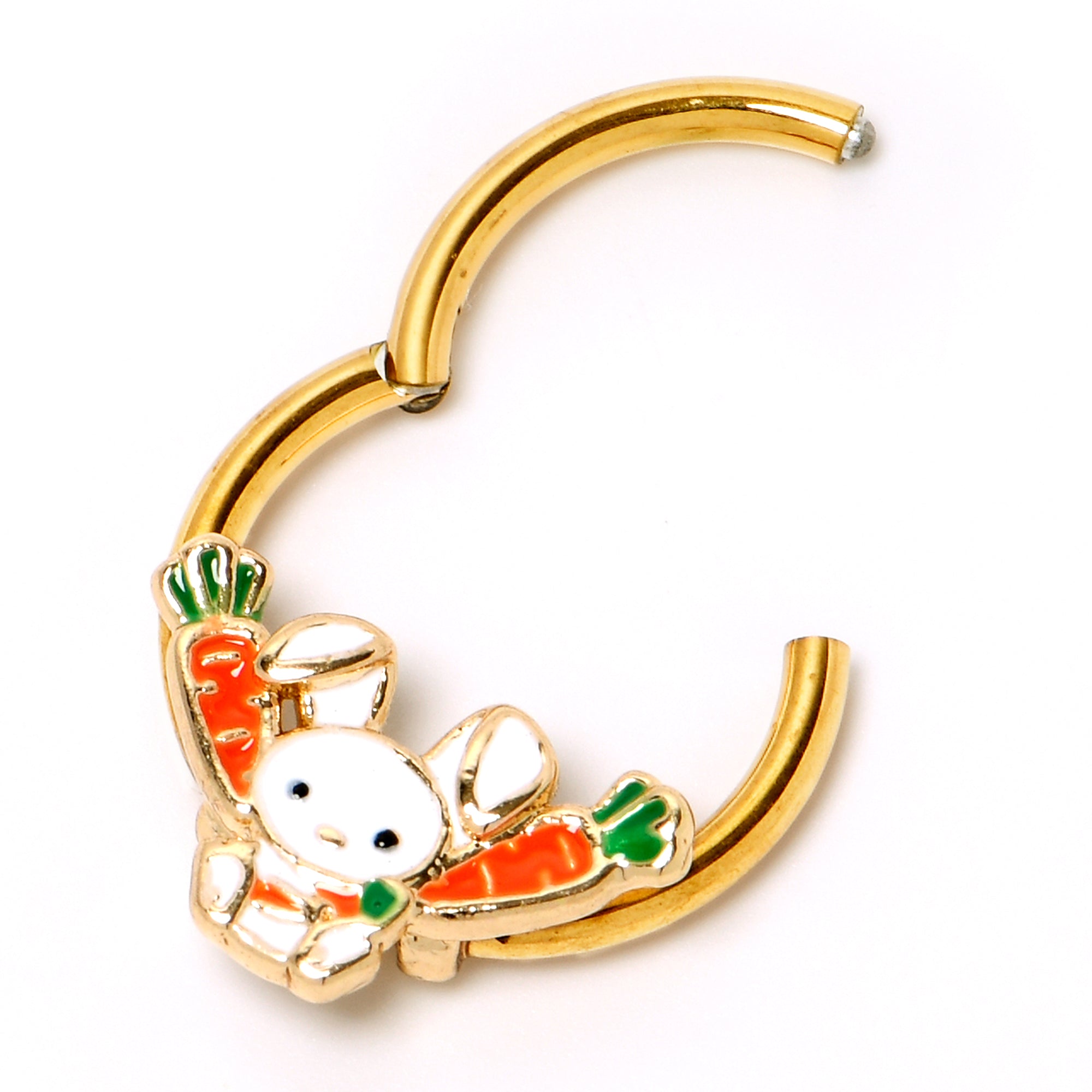 16 Gauge 3/8 Gold Tone Cutie Easter Bunny Hinged Segment Ring