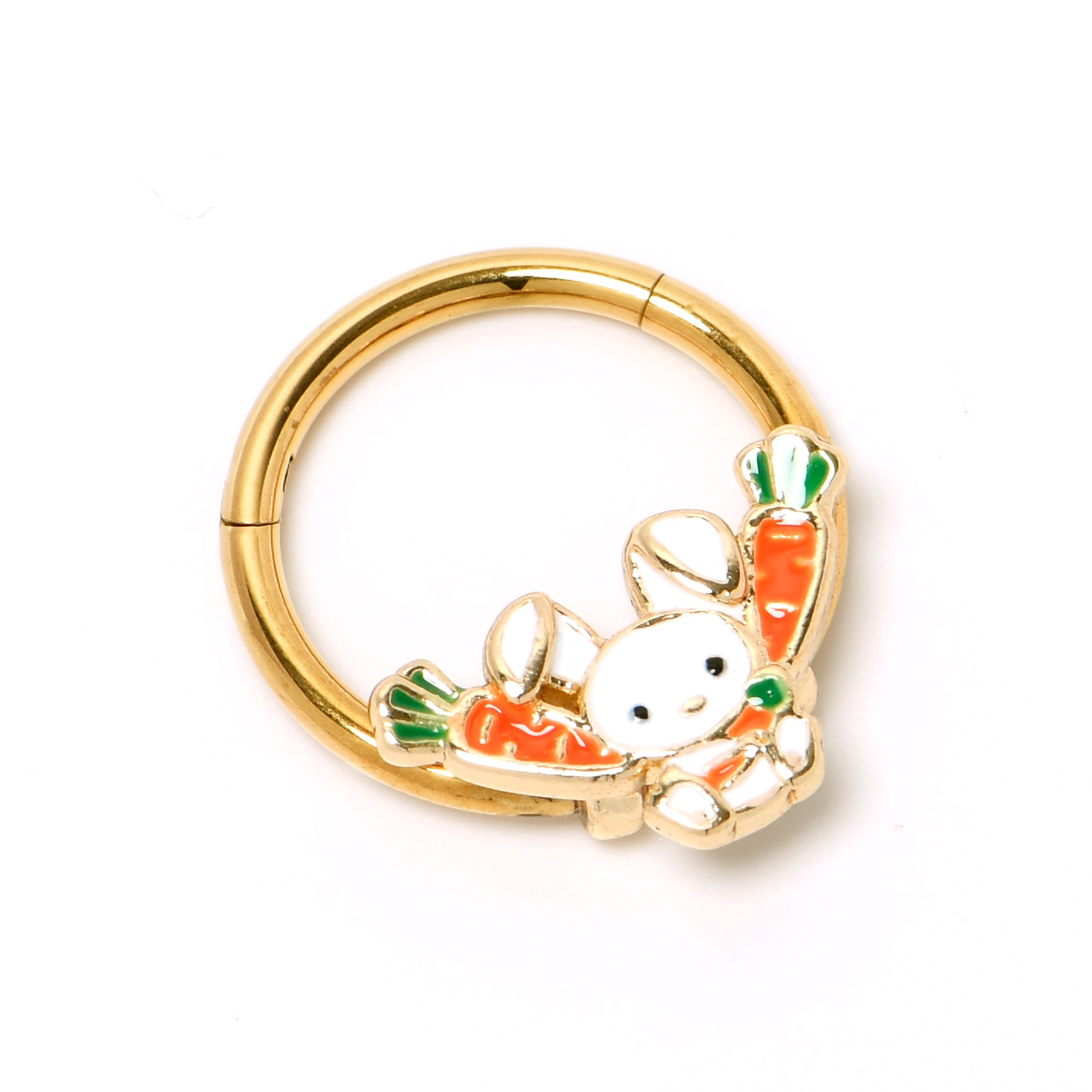 16 Gauge 3/8 Gold Tone Cutie Easter Bunny Hinged Segment Ring