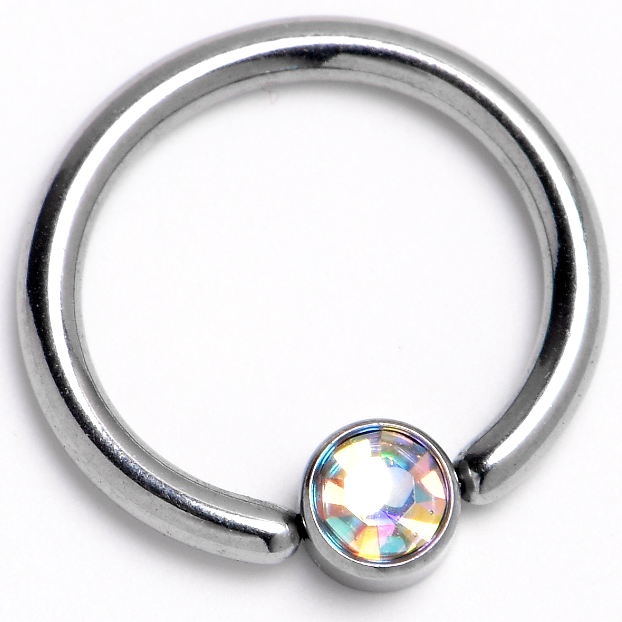 16 Gauge 5/16 Aurora Gem Disc 3mm BCR Captive Bead Ring