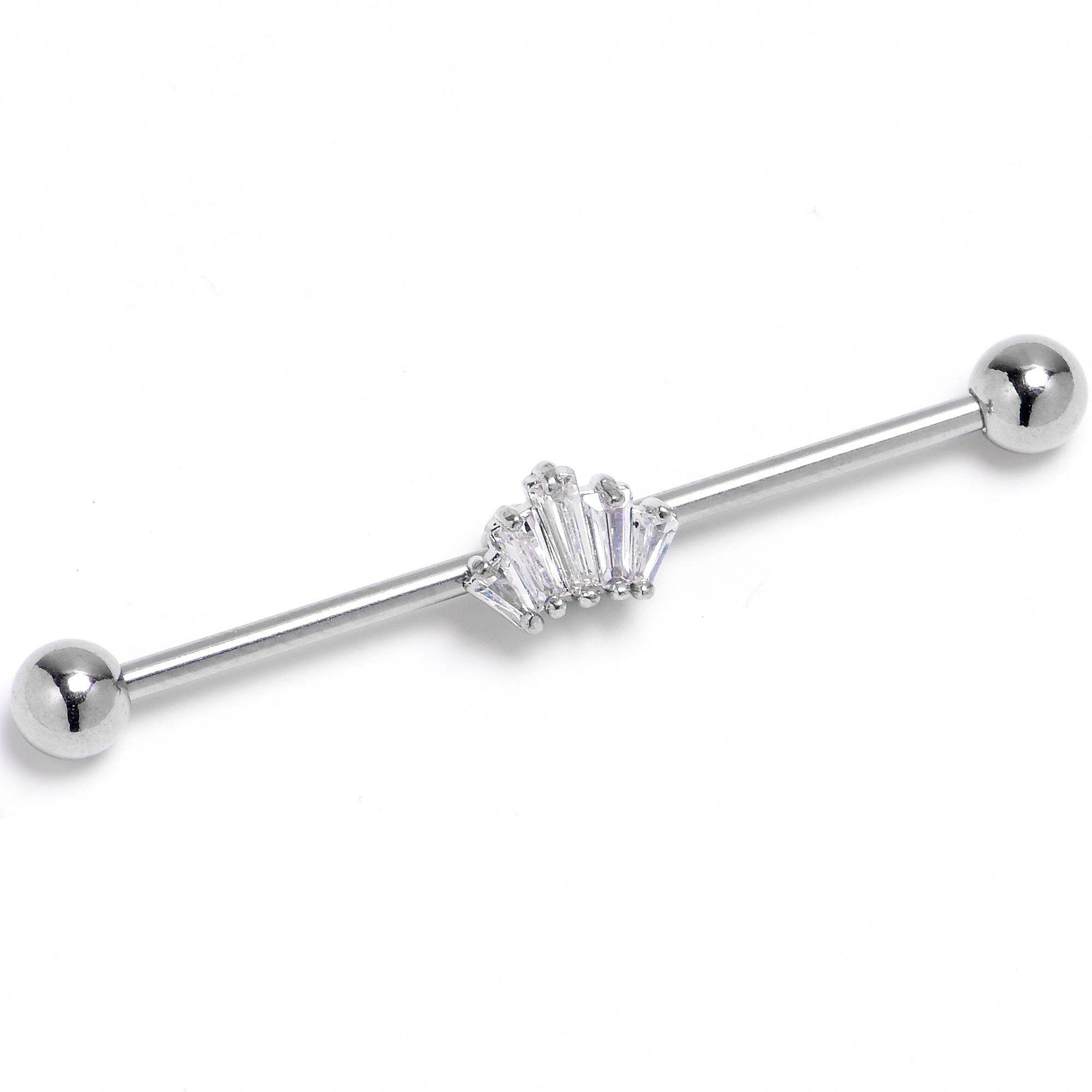 14 Gauge Clear CZ Gem Regal Rectangles Industrial Barbell 38mm