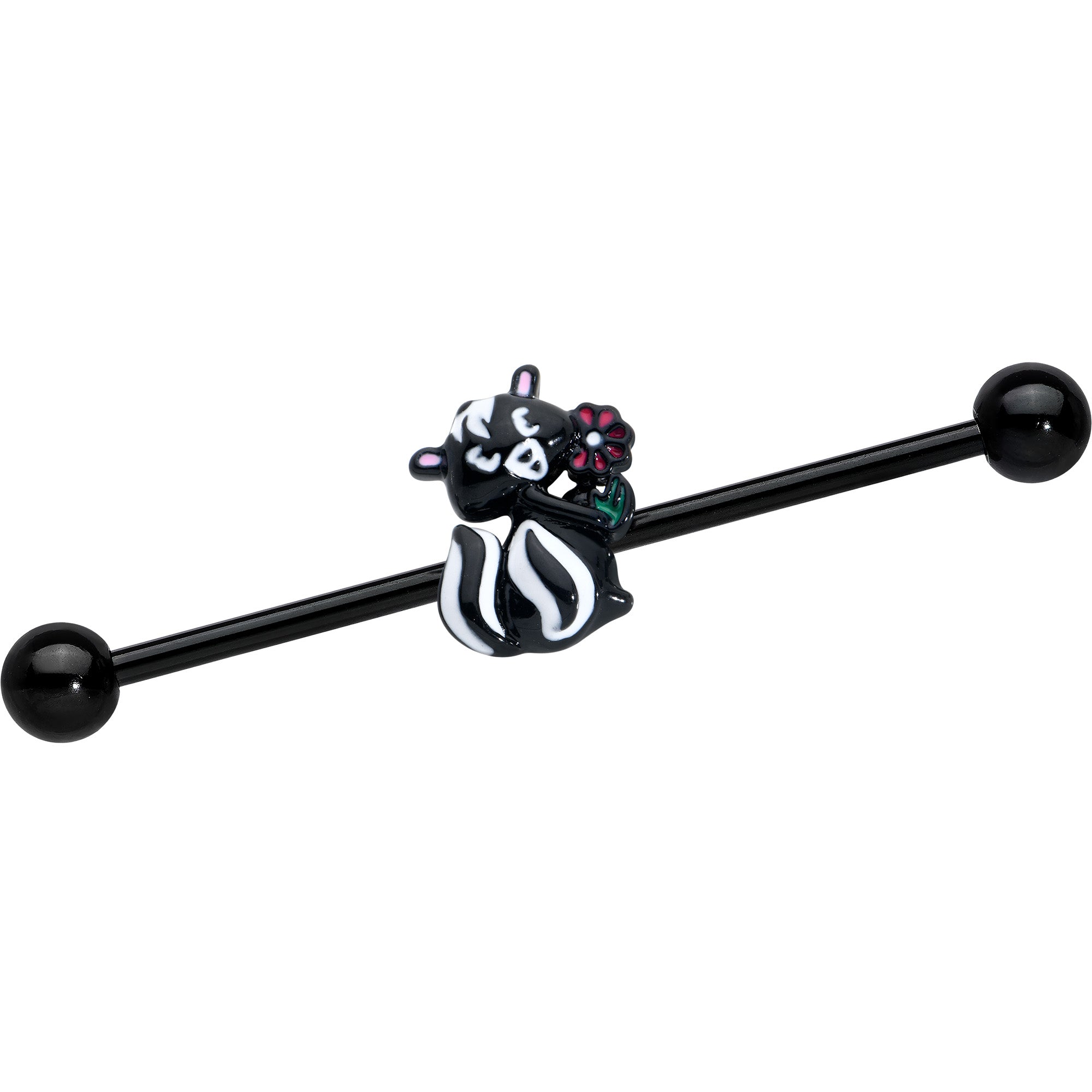 14 Gauge Black Funky Skunk Industrial Barbell 38mm