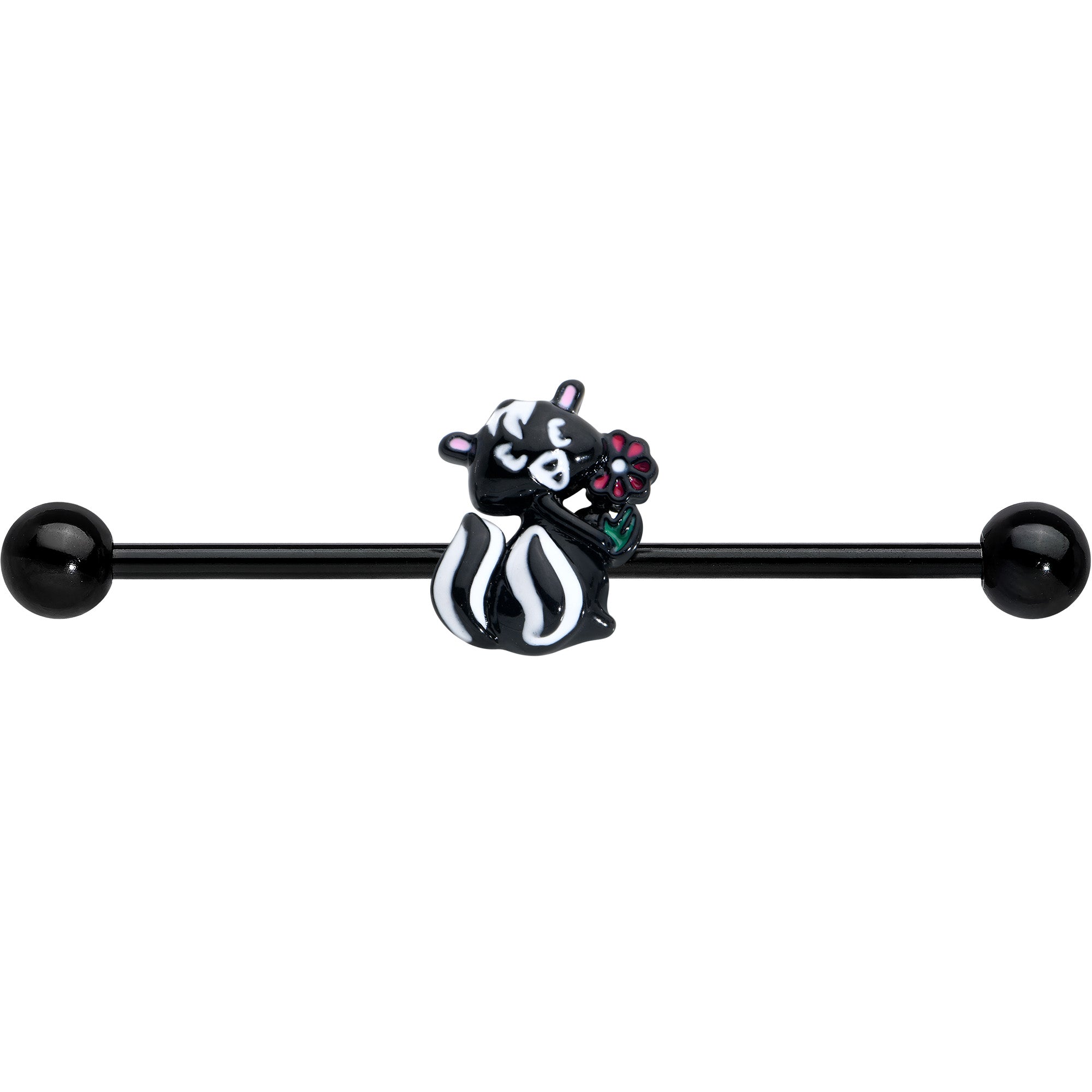 14 Gauge Black Funky Skunk Industrial Barbell 38mm