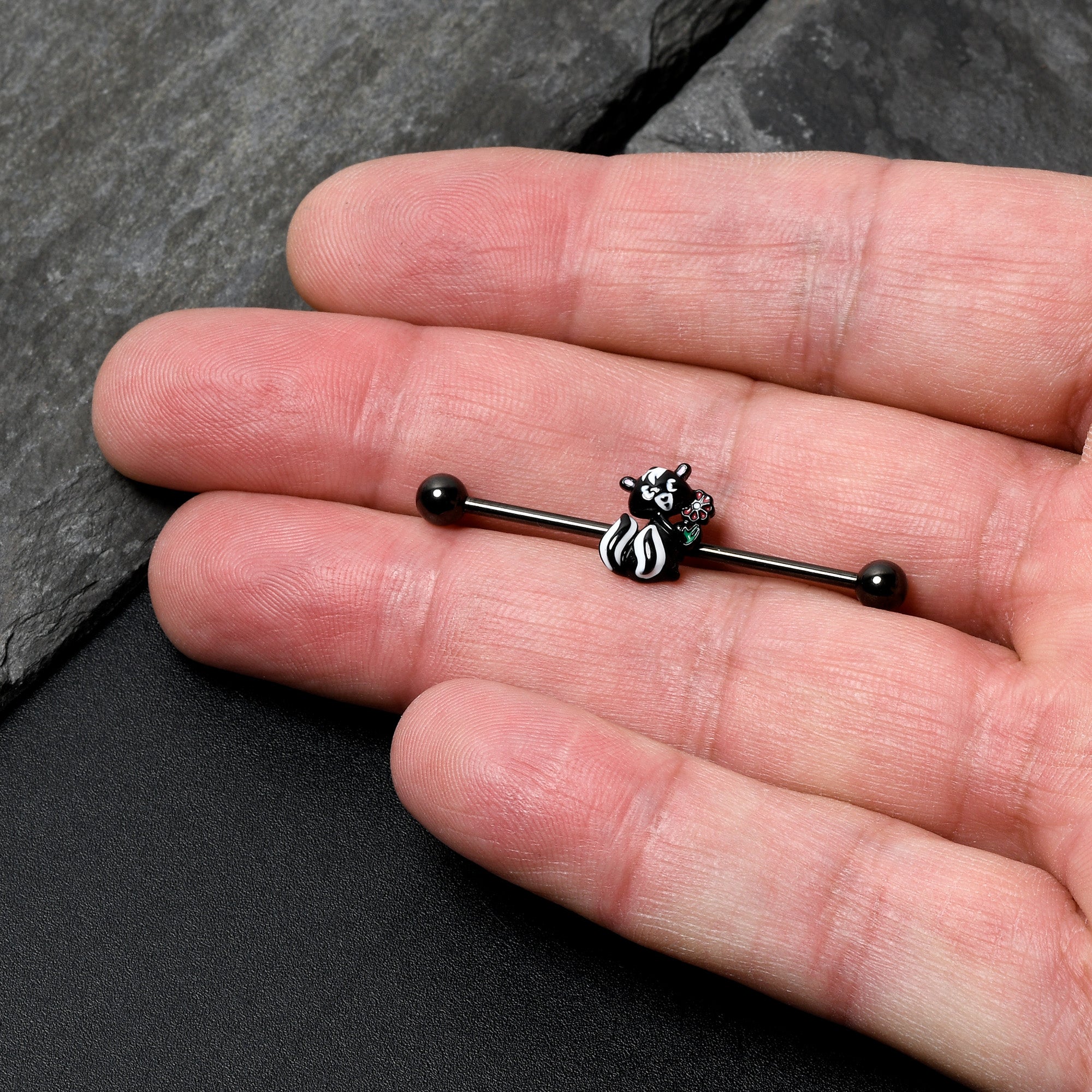 14 Gauge Black Funky Skunk Industrial Barbell 38mm