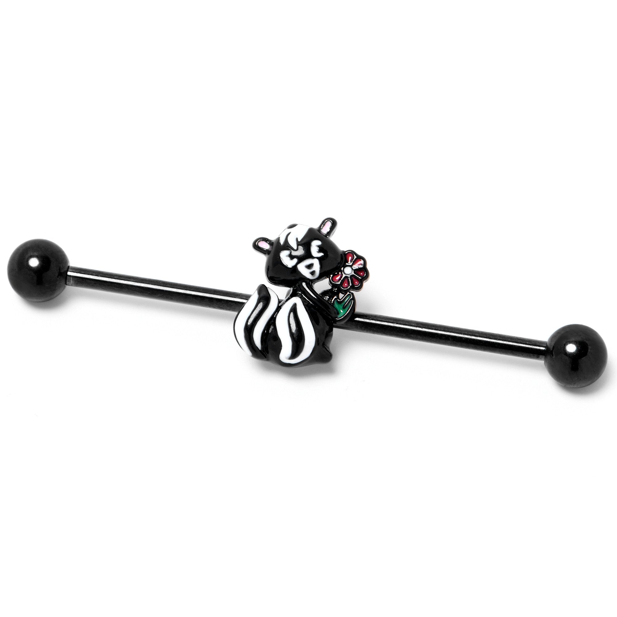 14 Gauge Black Funky Skunk Industrial Barbell 38mm