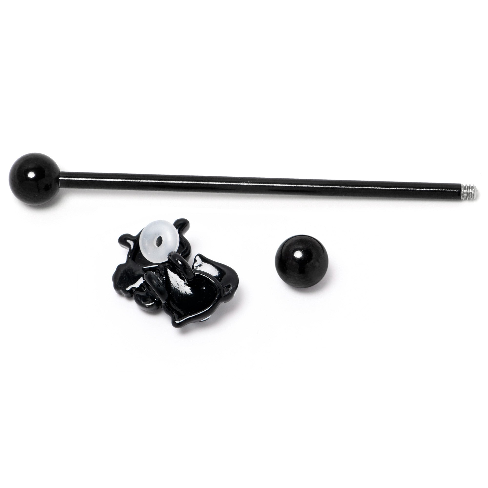 14 Gauge Black Funky Skunk Industrial Barbell 38mm