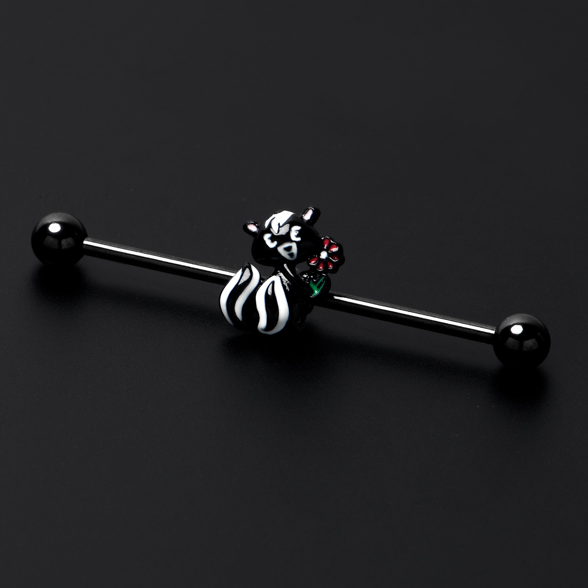 14 Gauge Black Funky Skunk Industrial Barbell 38mm